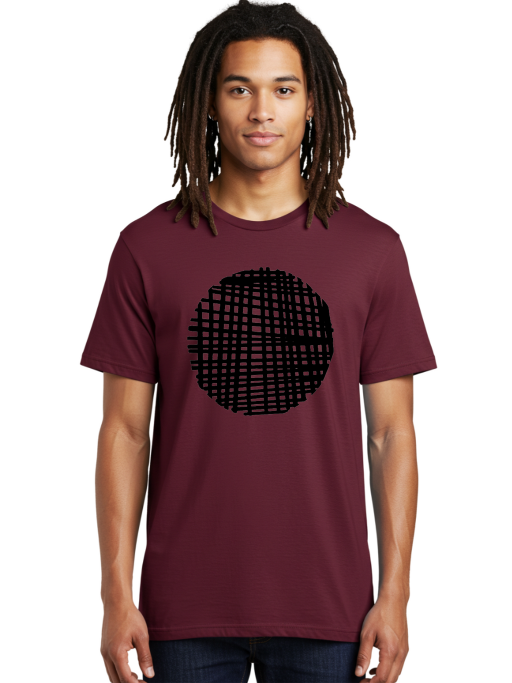 Black-Grid-Circle Men'S Graphic Tee, 100% Cotton, Comfortable Casual Summer Wear, Machine Washable, Disco Ball, Grid Pattern, Abstract Design, Black And Green, Modern Art, Geometric Shape, Spherical Object, Shiny Surface, Party Decoration -  Aaa375