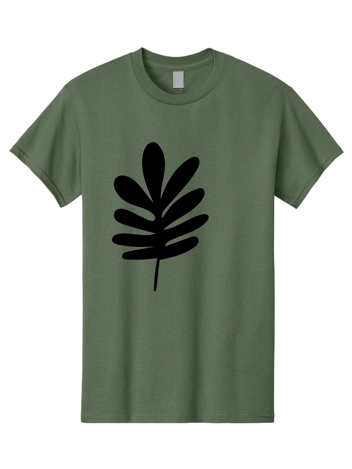 Black-Leaf-1 Men'S Graphic Tee, 100% Cotton, Comfortable Casual Summer Wear, Machine Washable, Schefflera Leaf, Black Silhouette, Minimalist Design, Simple Leaf, Foliage Icon, Botanical Graphic, Modern Art, Leaf Illustration -  Aaa377