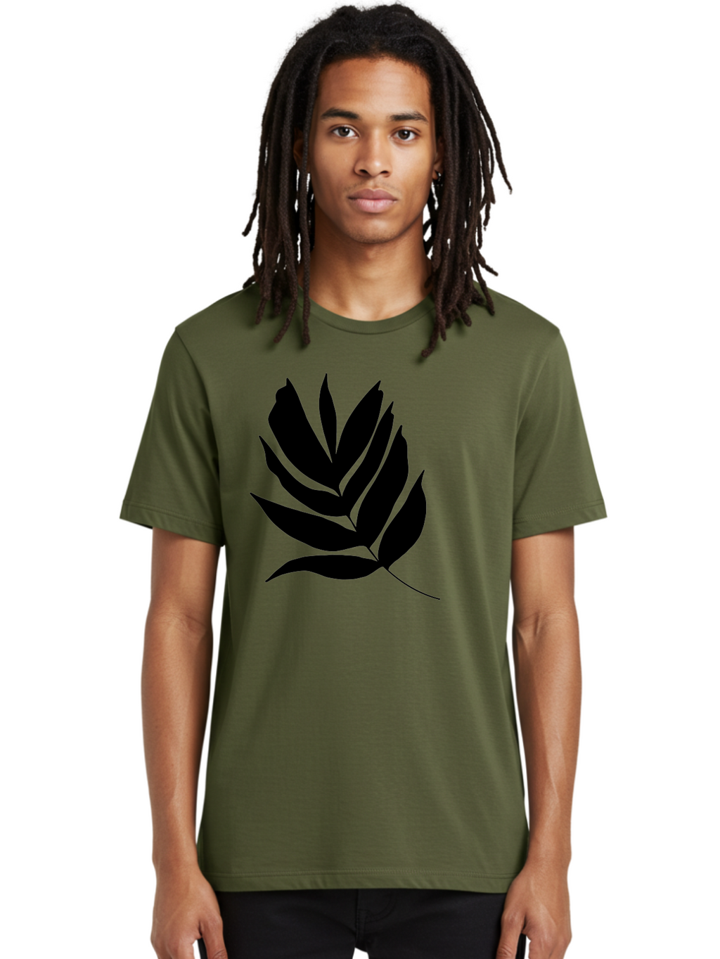 Black-Leaf-Silhouette Men'S Graphic Tee, 100% Cotton, Comfortable Casual Summer Wear, Machine Washable, Leaf Silhouette, Black Leaves, Minimalist Design, Plant Illustration, Simple Shapes, Botanical Art, Leafy Graphic, Nature-Inspired, -  Aaa378