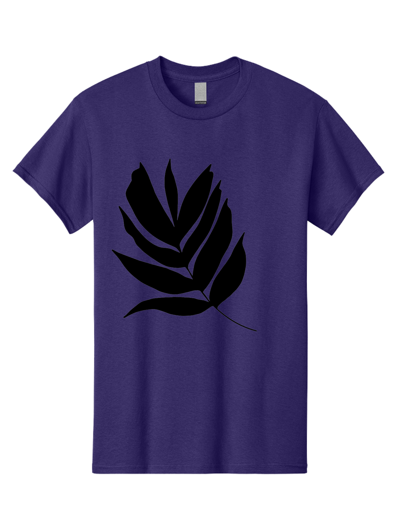 Black-Leaf-Silhouette Men'S Graphic Tee, 100% Cotton, Comfortable Casual Summer Wear, Machine Washable, Leaf Silhouette, Black Leaves, Minimalist Design, Plant Illustration, Simple Shapes, Botanical Art, Leafy Graphic, Nature-Inspired, -  Aaa378