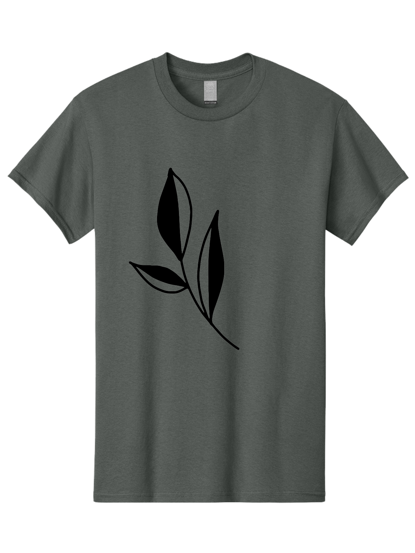 Black-Leaf Men'S Graphic Tee, 100% Cotton, Comfortable Casual Summer Wear, Machine Washable, Simple Leaf Design, Black Leaves, Minimalist Art, Nature Inspired, Botanical Illustration, Elegant Graphics, Leaf Silhouette -  Aaa379