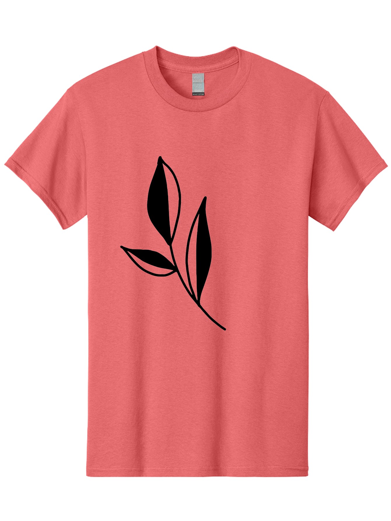 Black-Leaf Men'S Graphic Tee, 100% Cotton, Comfortable Casual Summer Wear, Machine Washable, Simple Leaf Design, Black Leaves, Minimalist Art, Nature Inspired, Botanical Illustration, Elegant Graphics, Leaf Silhouette -  Aaa379
