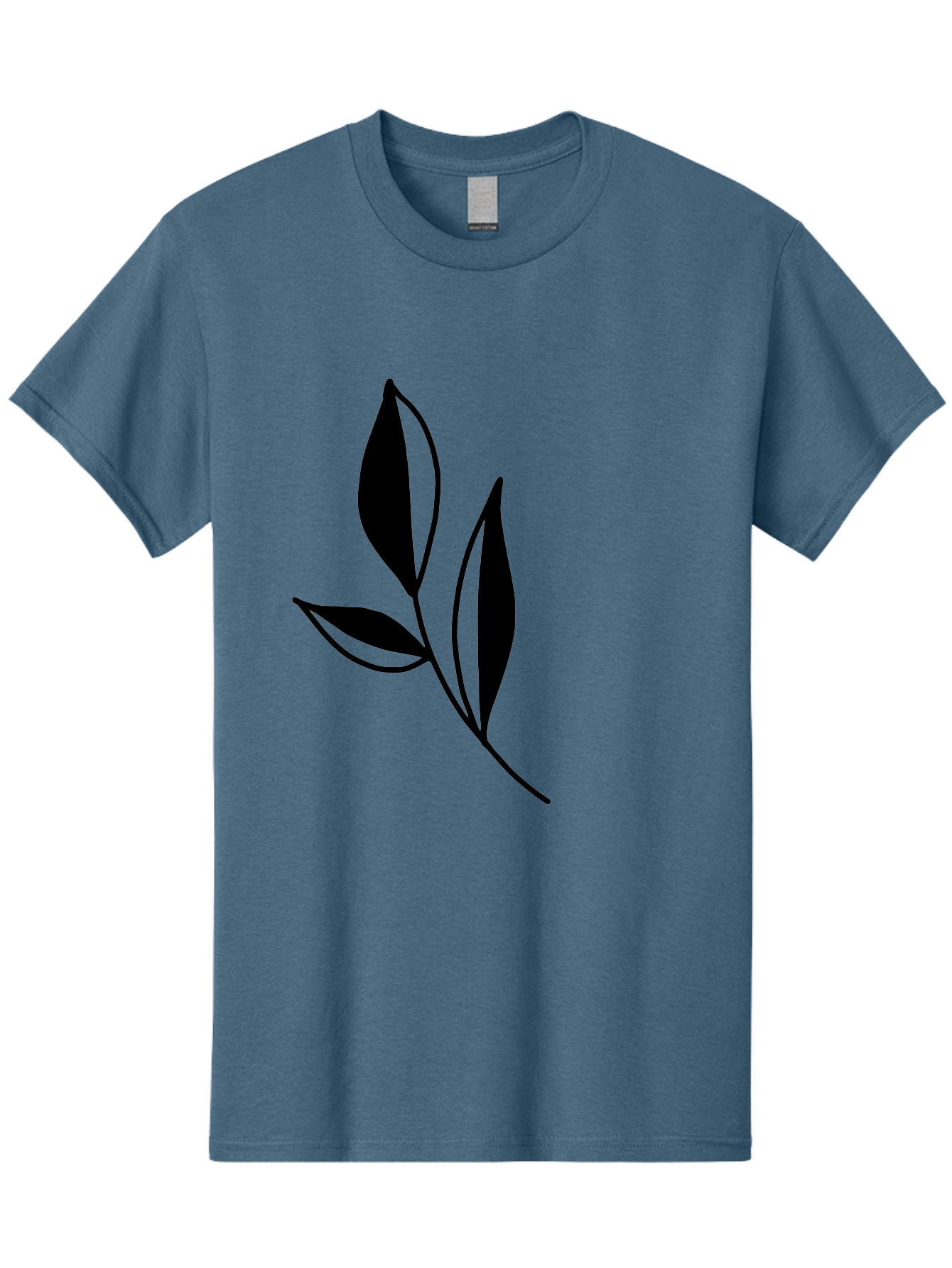 Black-Leaf Men'S Graphic Tee, 100% Cotton, Comfortable Casual Summer Wear, Machine Washable, Simple Leaf Design, Black Leaves, Minimalist Art, Nature Inspired, Botanical Illustration, Elegant Graphics, Leaf Silhouette -  Aaa379