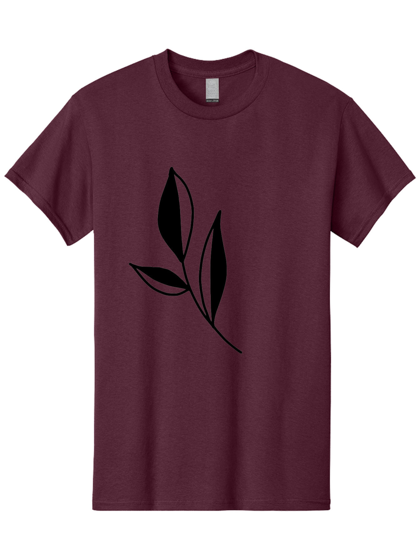 Black-Leaf Men'S Graphic Tee, 100% Cotton, Comfortable Casual Summer Wear, Machine Washable, Simple Leaf Design, Black Leaves, Minimalist Art, Nature Inspired, Botanical Illustration, Elegant Graphics, Leaf Silhouette -  Aaa379