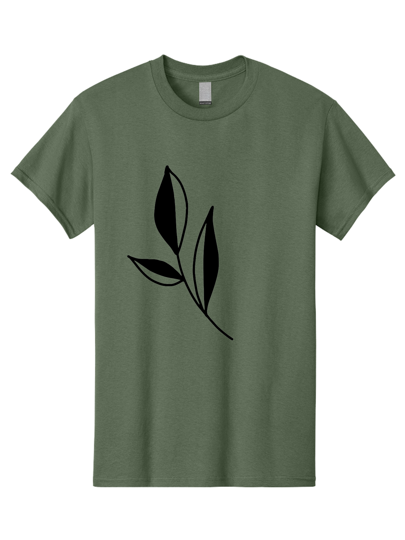 Black-Leaf Men'S Graphic Tee, 100% Cotton, Comfortable Casual Summer Wear, Machine Washable, Simple Leaf Design, Black Leaves, Minimalist Art, Nature Inspired, Botanical Illustration, Elegant Graphics, Leaf Silhouette -  Aaa379