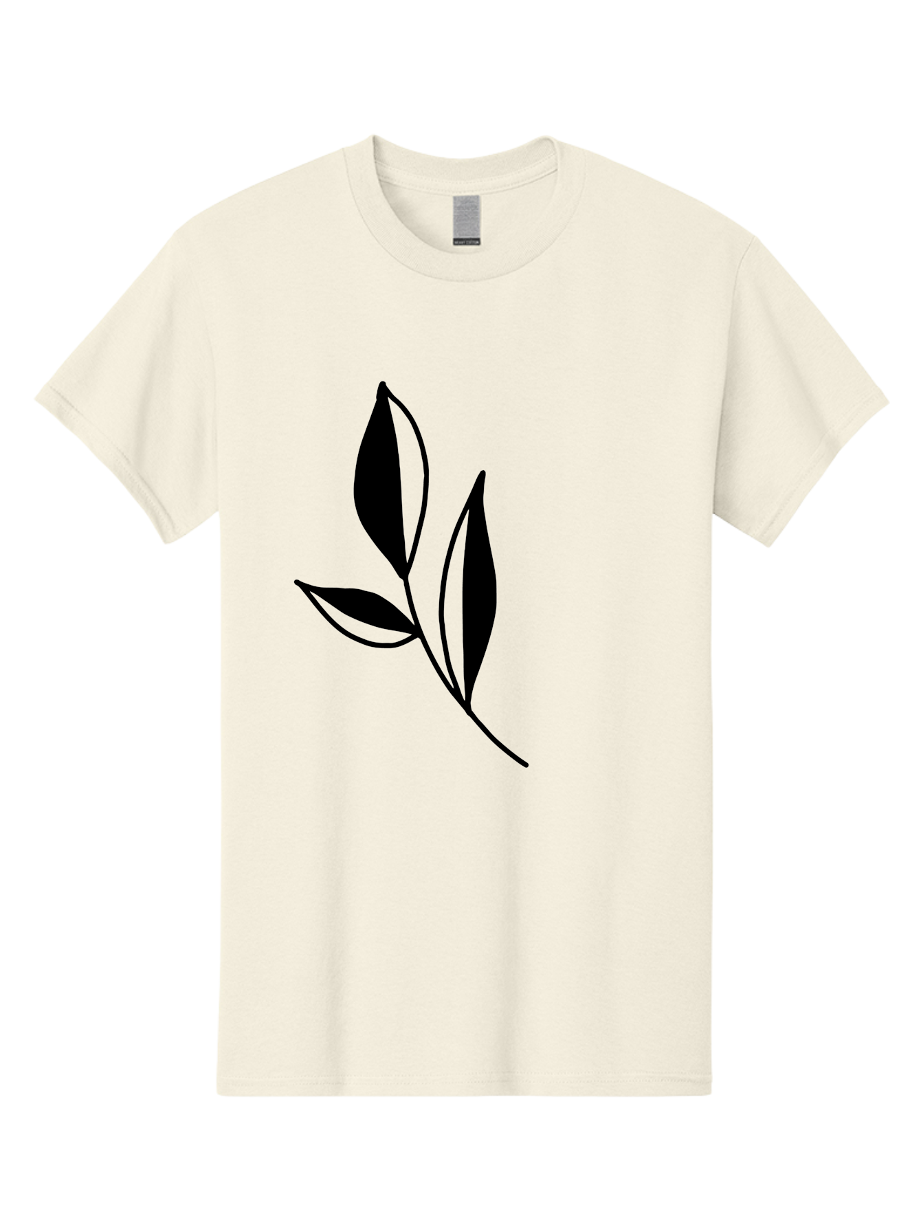 Black-Leaf Men'S Graphic Tee, 100% Cotton, Comfortable Casual Summer Wear, Machine Washable, Simple Leaf Design, Black Leaves, Minimalist Art, Nature Inspired, Botanical Illustration, Elegant Graphics, Leaf Silhouette -  Aaa379
