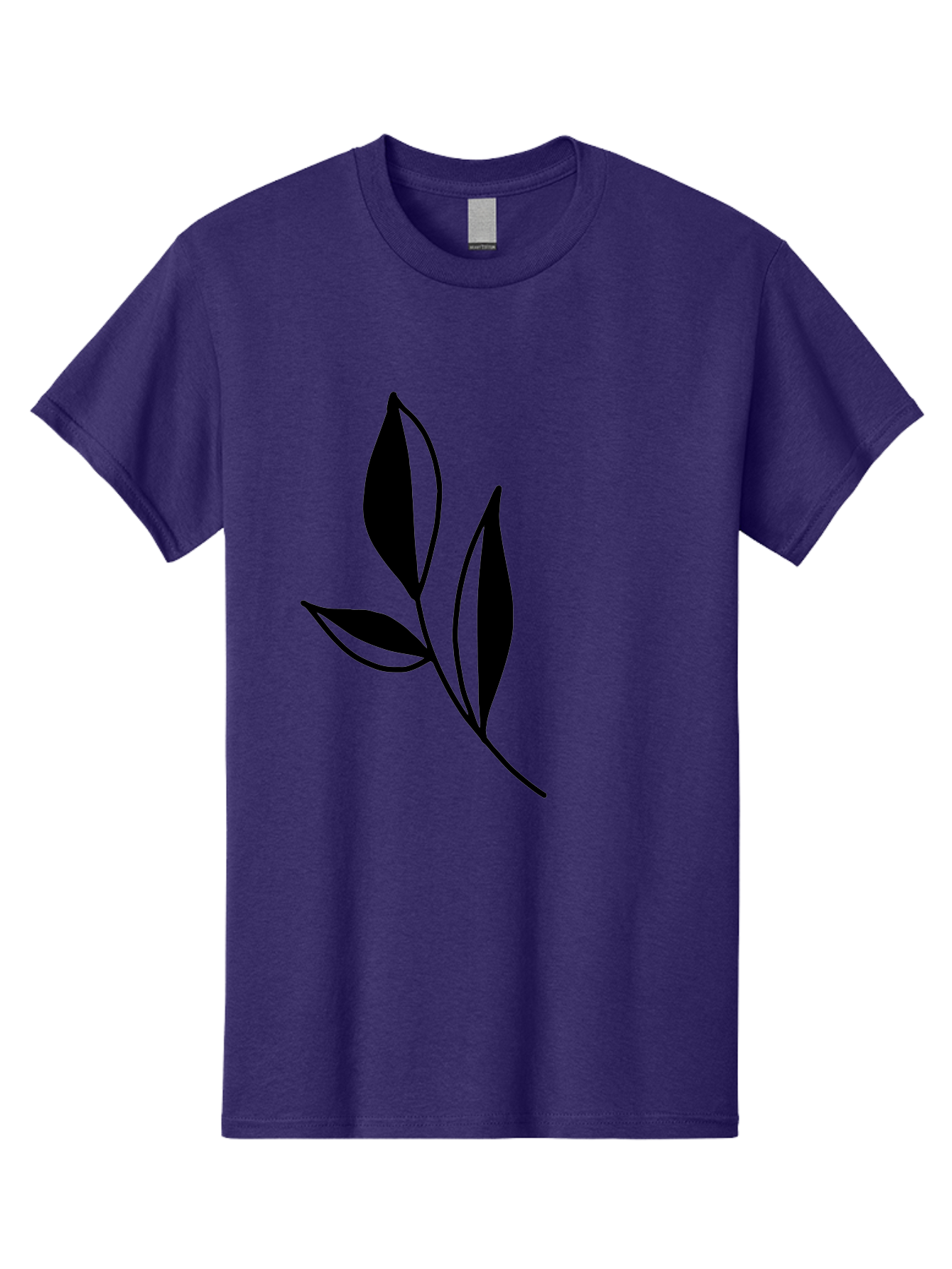 Black-Leaf Men'S Graphic Tee, 100% Cotton, Comfortable Casual Summer Wear, Machine Washable, Simple Leaf Design, Black Leaves, Minimalist Art, Nature Inspired, Botanical Illustration, Elegant Graphics, Leaf Silhouette -  Aaa379