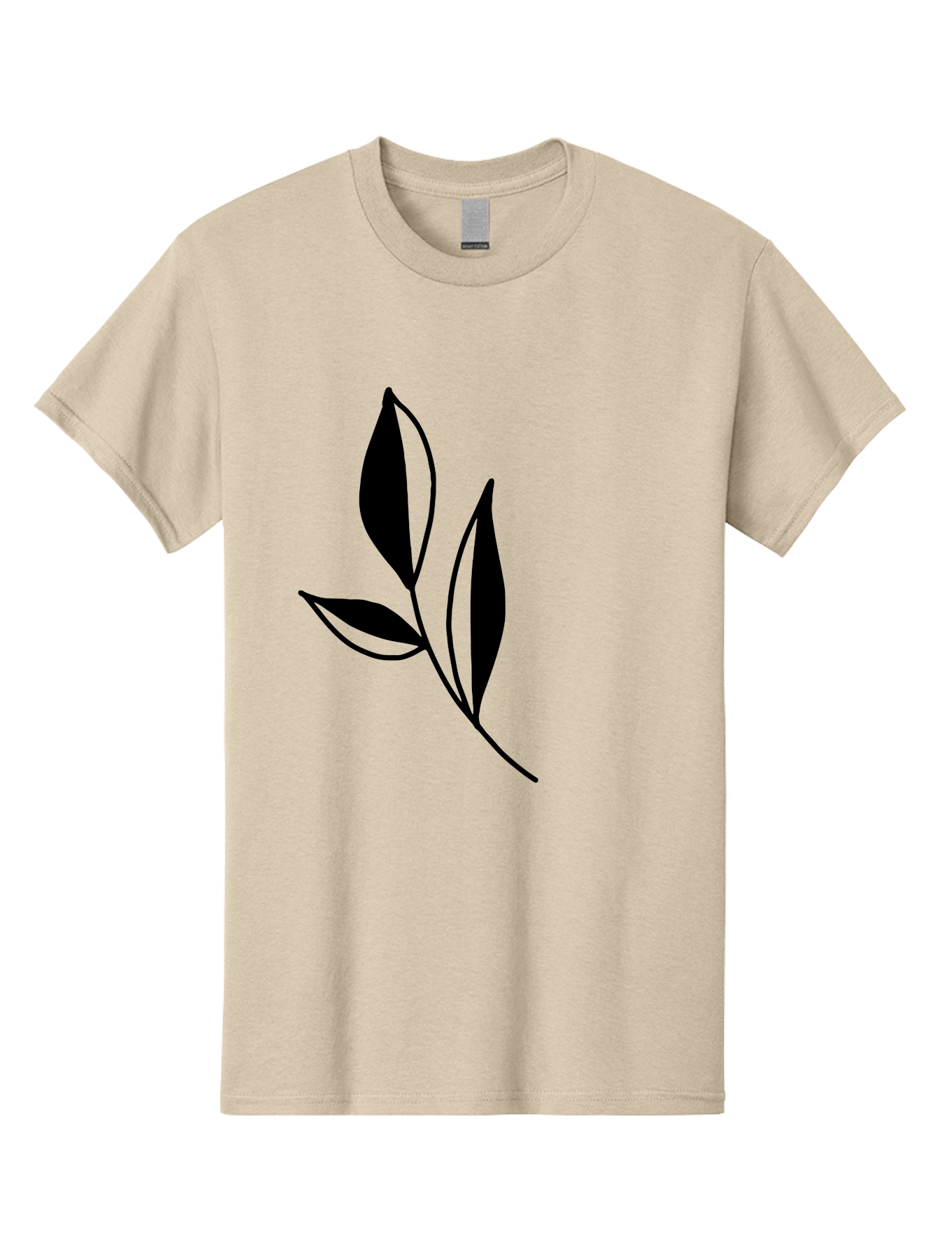 Black-Leaf Men'S Graphic Tee, 100% Cotton, Comfortable Casual Summer Wear, Machine Washable, Simple Leaf Design, Black Leaves, Minimalist Art, Nature Inspired, Botanical Illustration, Elegant Graphics, Leaf Silhouette -  Aaa379