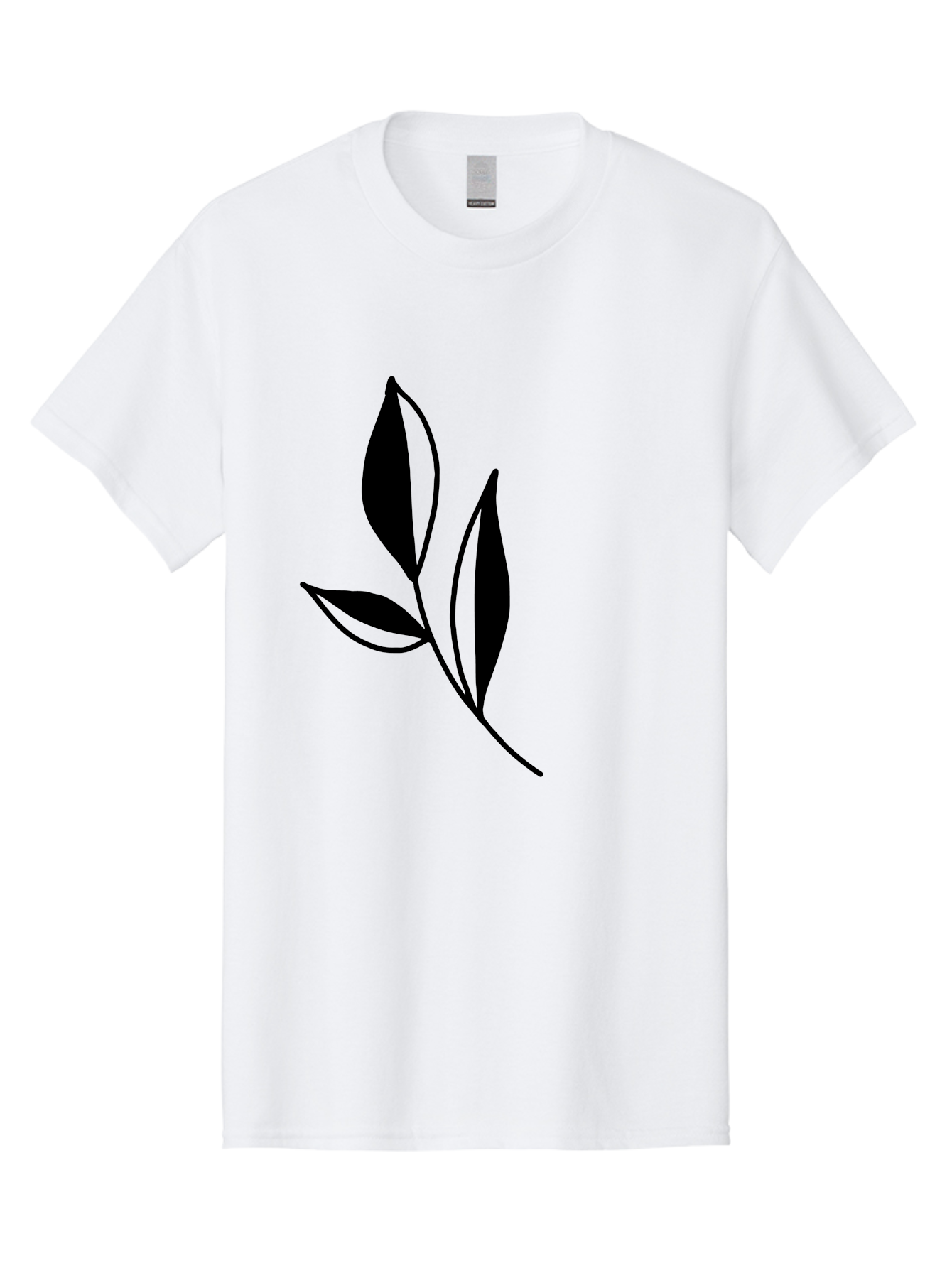 Black-Leaf Men'S Graphic Tee, 100% Cotton, Comfortable Casual Summer Wear, Machine Washable, Simple Leaf Design, Black Leaves, Minimalist Art, Nature Inspired, Botanical Illustration, Elegant Graphics, Leaf Silhouette -  Aaa379