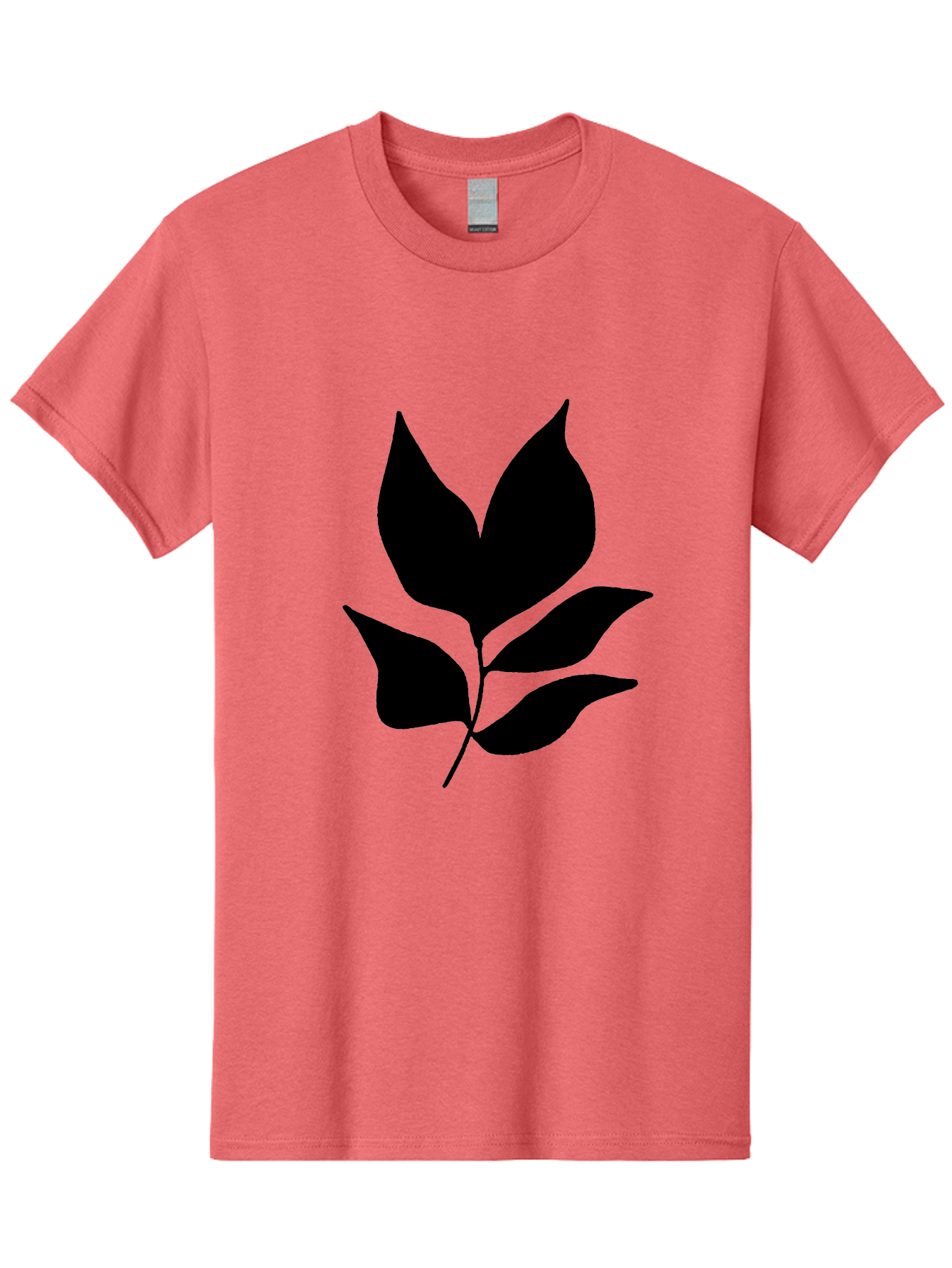 Black-Leaves-1 Men'S Graphic Tee, 100% Cotton, Comfortable Casual Summer Wear, Machine Washable, Five Leaves On Stem, Black Silhouette, Simple Design, Elegant Graphics, Minimalist Art, Leaf Icon, Nature-Inspired -  Aaa380