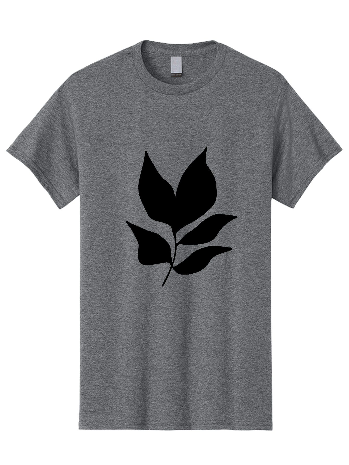 Black-Leaves-1 Men'S Graphic Tee, 100% Cotton, Comfortable Casual Summer Wear, Machine Washable, Five Leaves On Stem, Black Silhouette, Simple Design, Elegant Graphics, Minimalist Art, Leaf Icon, Nature-Inspired -  Aaa380