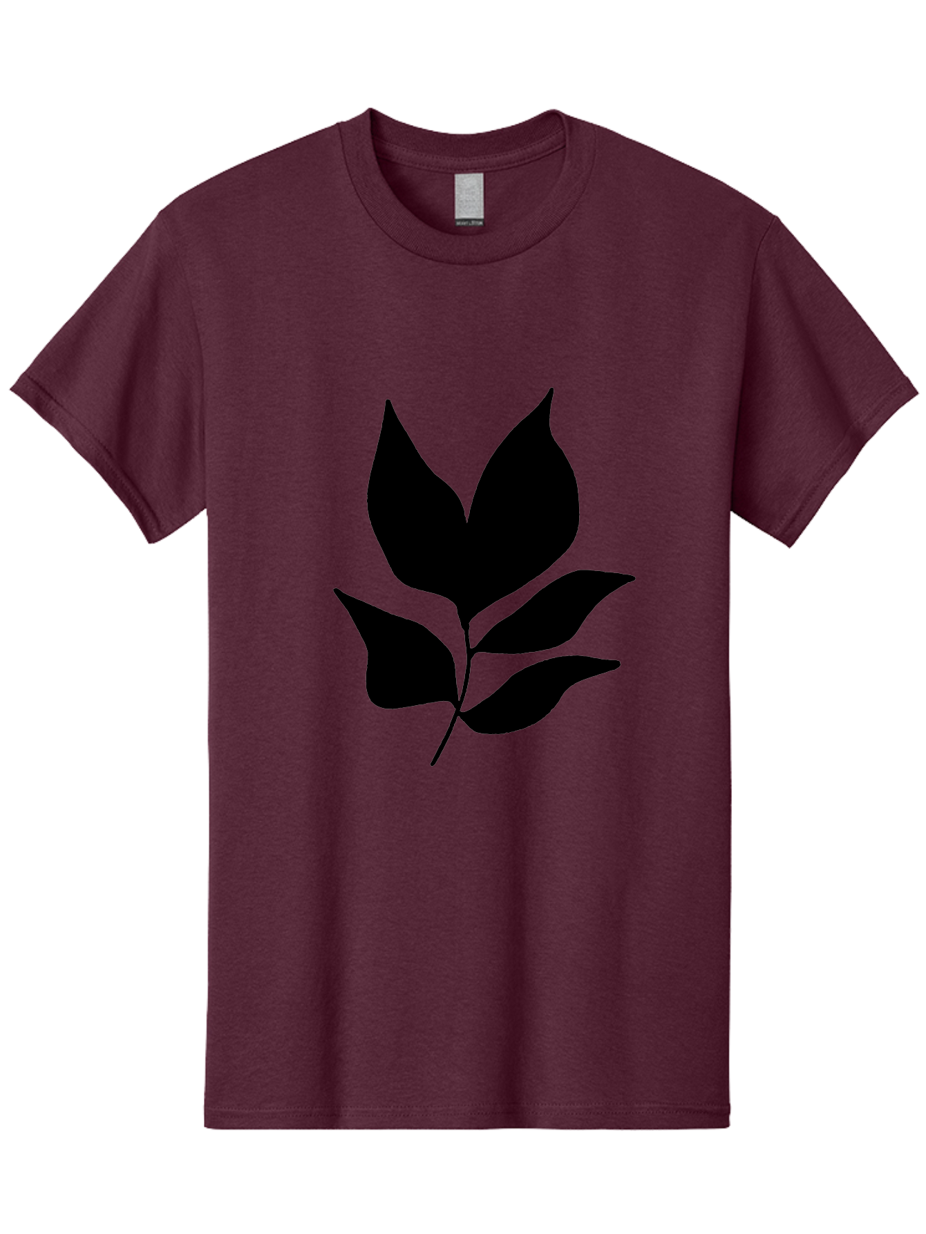 Black-Leaves-1 Men'S Graphic Tee, 100% Cotton, Comfortable Casual Summer Wear, Machine Washable, Five Leaves On Stem, Black Silhouette, Simple Design, Elegant Graphics, Minimalist Art, Leaf Icon, Nature-Inspired -  Aaa380