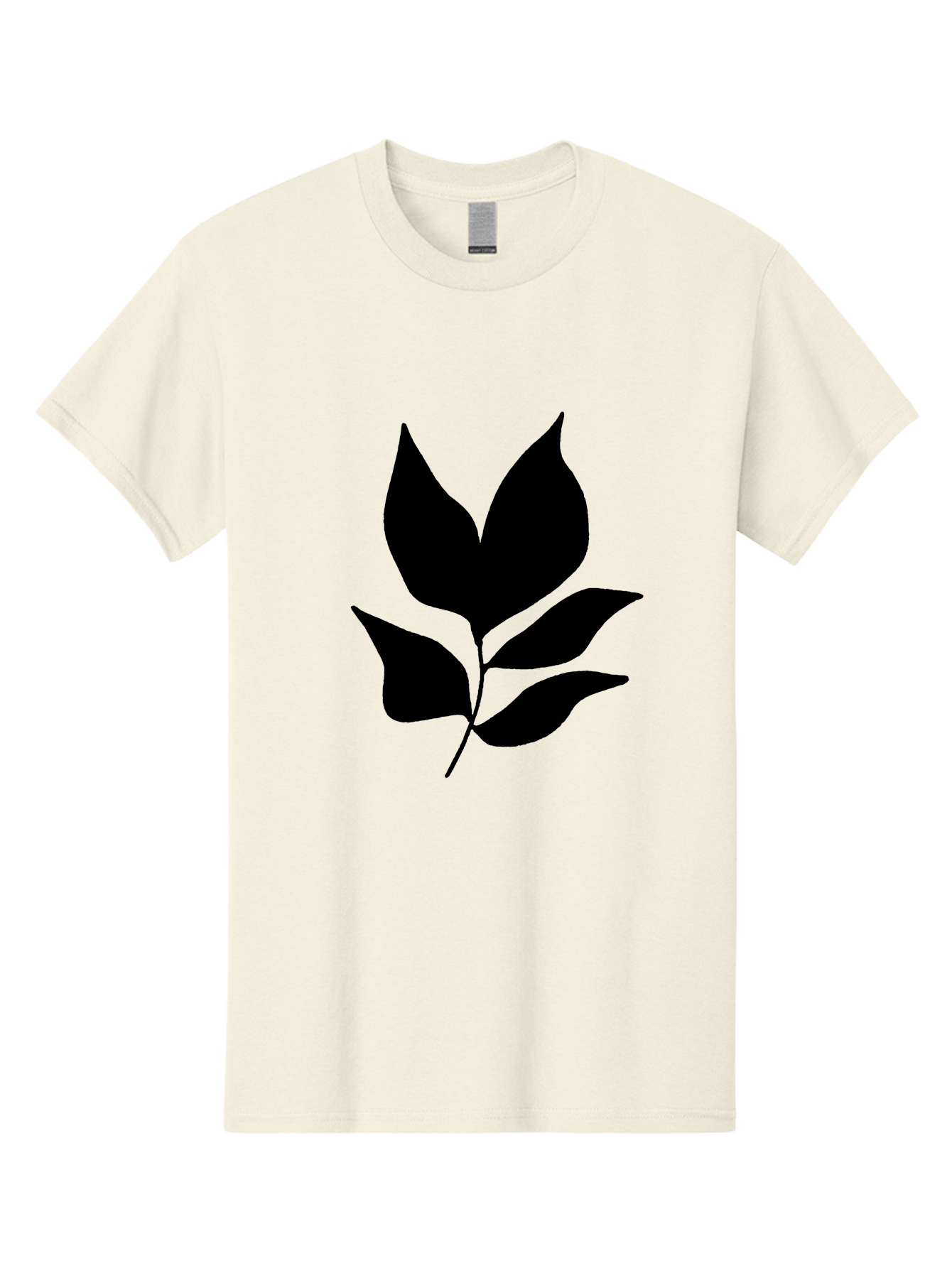 Black-Leaves-1 Men'S Graphic Tee, 100% Cotton, Comfortable Casual Summer Wear, Machine Washable, Five Leaves On Stem, Black Silhouette, Simple Design, Elegant Graphics, Minimalist Art, Leaf Icon, Nature-Inspired -  Aaa380