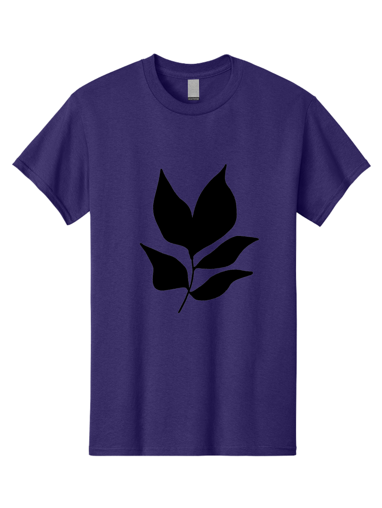 Black-Leaves-1 Men'S Graphic Tee, 100% Cotton, Comfortable Casual Summer Wear, Machine Washable, Five Leaves On Stem, Black Silhouette, Simple Design, Elegant Graphics, Minimalist Art, Leaf Icon, Nature-Inspired -  Aaa380