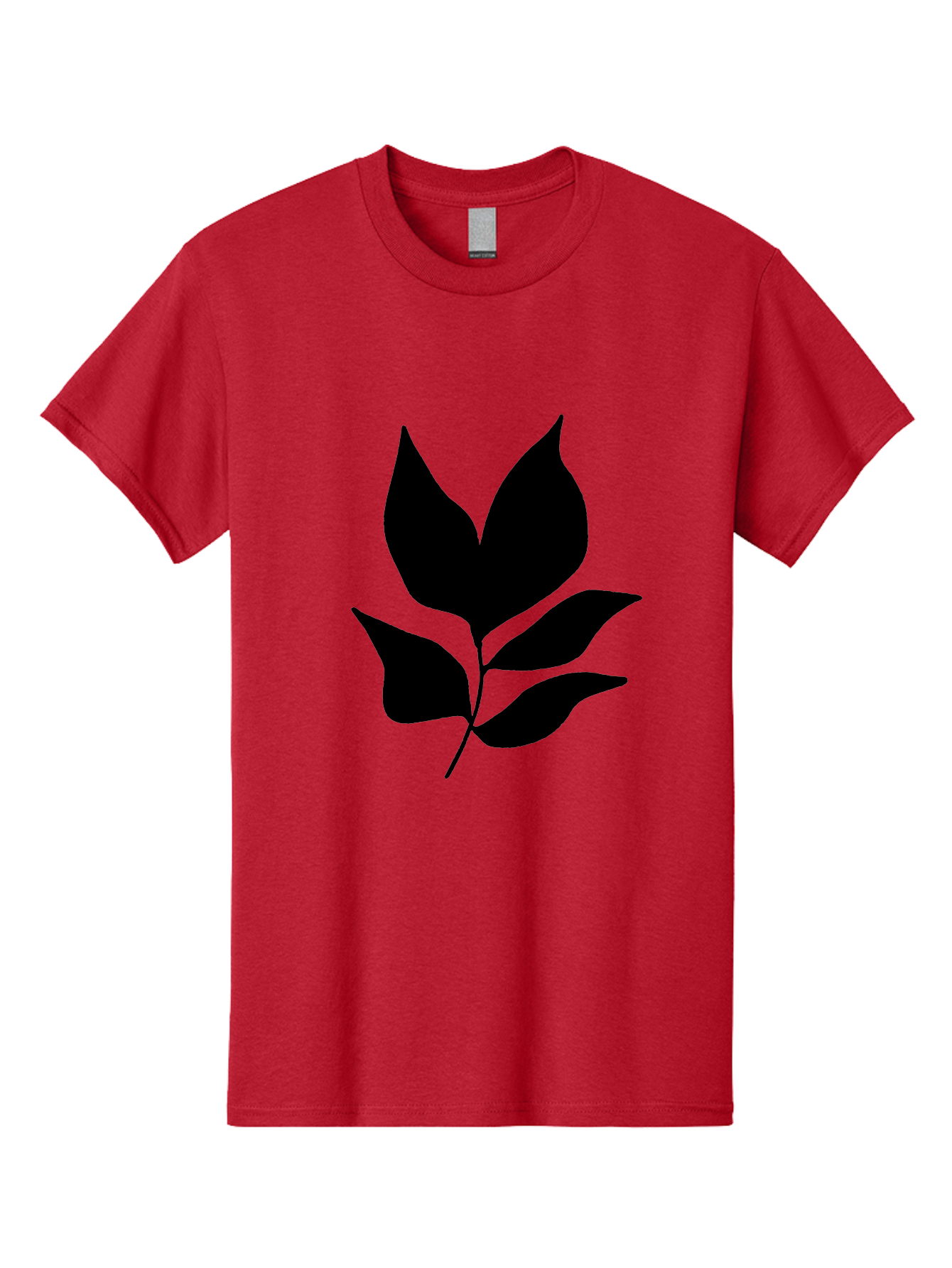 Black-Leaves-1 Men'S Graphic Tee, 100% Cotton, Comfortable Casual Summer Wear, Machine Washable, Five Leaves On Stem, Black Silhouette, Simple Design, Elegant Graphics, Minimalist Art, Leaf Icon, Nature-Inspired -  Aaa380