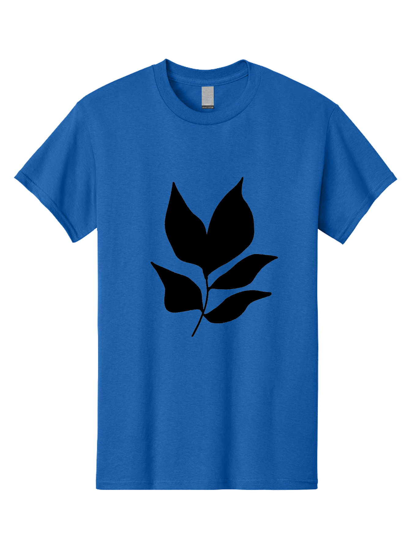 Black-Leaves-1 Men'S Graphic Tee, 100% Cotton, Comfortable Casual Summer Wear, Machine Washable, Five Leaves On Stem, Black Silhouette, Simple Design, Elegant Graphics, Minimalist Art, Leaf Icon, Nature-Inspired -  Aaa380