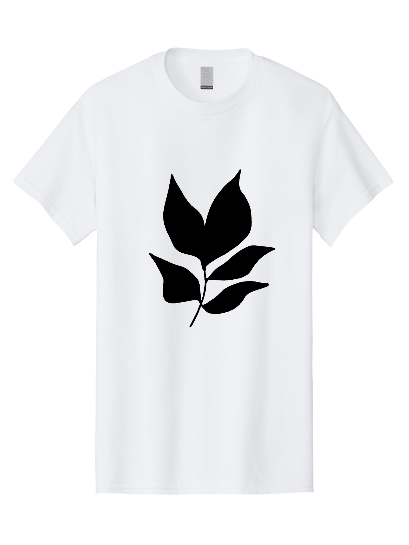 Black-Leaves-1 Men'S Graphic Tee, 100% Cotton, Comfortable Casual Summer Wear, Machine Washable, Five Leaves On Stem, Black Silhouette, Simple Design, Elegant Graphics, Minimalist Art, Leaf Icon, Nature-Inspired -  Aaa380