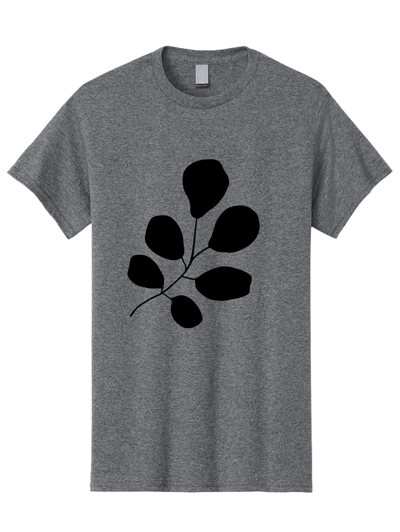 Black-Leaves-2 Men'S Graphic Tee, 100% Cotton, Comfortable Casual Summer Wear, Machine Washable, Simple Leaf Illustration, Minimalist Design, Black Silhouettes, Botanical Graphic, Leafy Branch, Modern Art -  Aaa381