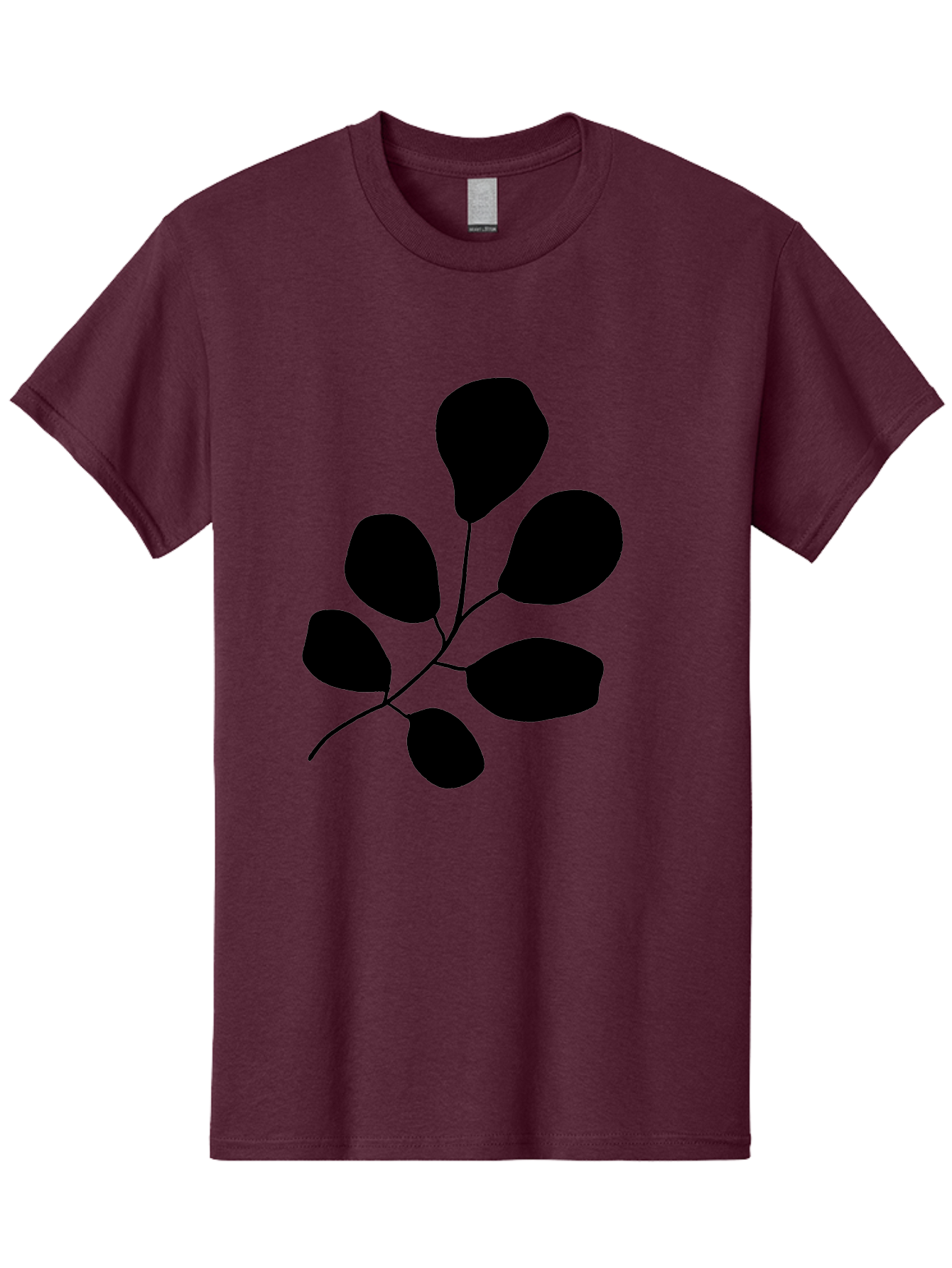 Black-Leaves-2 Men'S Graphic Tee, 100% Cotton, Comfortable Casual Summer Wear, Machine Washable, Simple Leaf Illustration, Minimalist Design, Black Silhouettes, Botanical Graphic, Leafy Branch, Modern Art -  Aaa381