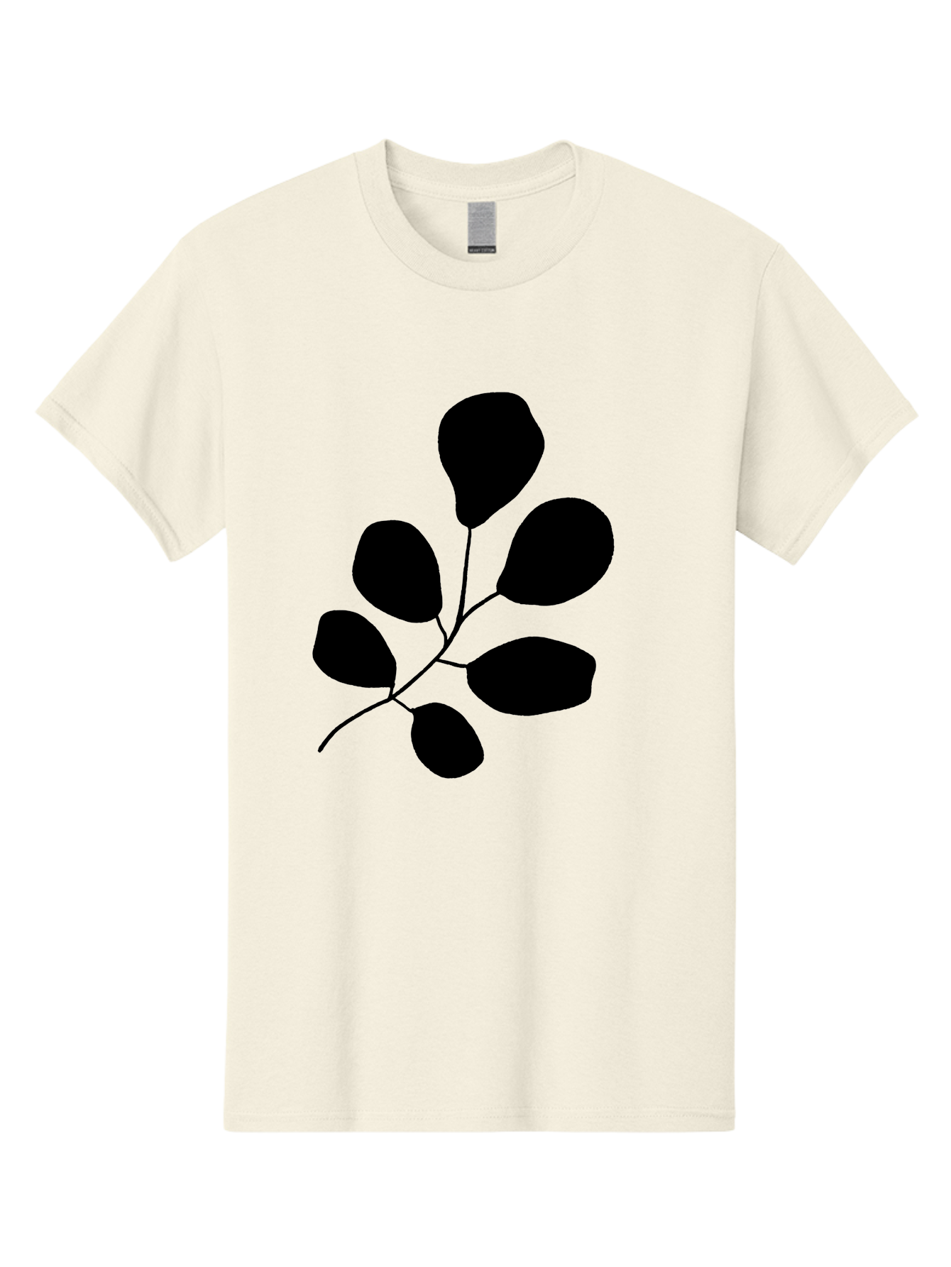 Black-Leaves-2 Men'S Graphic Tee, 100% Cotton, Comfortable Casual Summer Wear, Machine Washable, Simple Leaf Illustration, Minimalist Design, Black Silhouettes, Botanical Graphic, Leafy Branch, Modern Art -  Aaa381