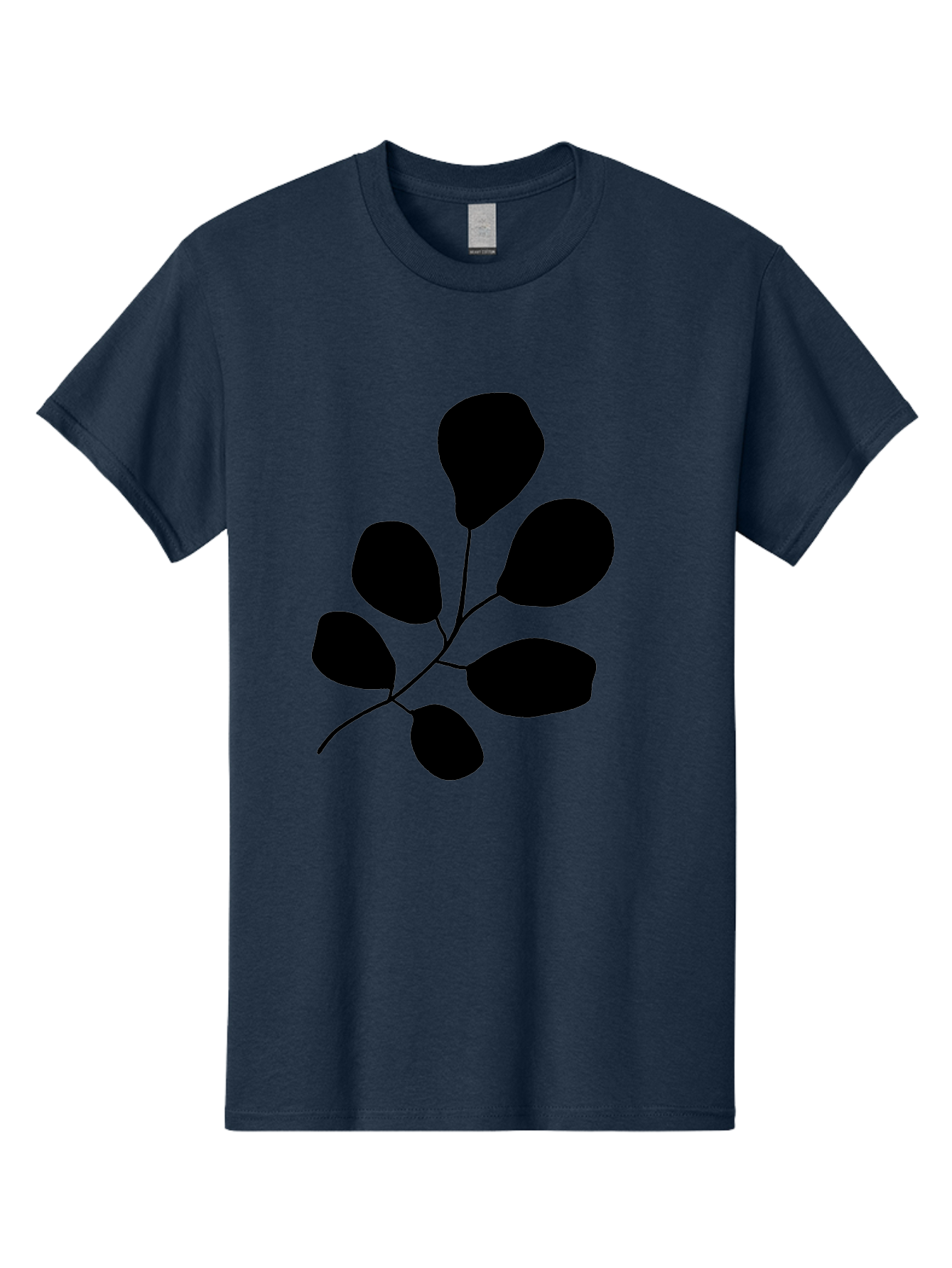 Black-Leaves-2 Men'S Graphic Tee, 100% Cotton, Comfortable Casual Summer Wear, Machine Washable, Simple Leaf Illustration, Minimalist Design, Black Silhouettes, Botanical Graphic, Leafy Branch, Modern Art -  Aaa381