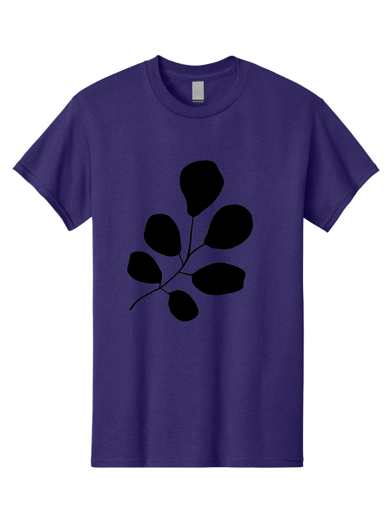 Black-Leaves-2 Men'S Graphic Tee, 100% Cotton, Comfortable Casual Summer Wear, Machine Washable, Simple Leaf Illustration, Minimalist Design, Black Silhouettes, Botanical Graphic, Leafy Branch, Modern Art -  Aaa381