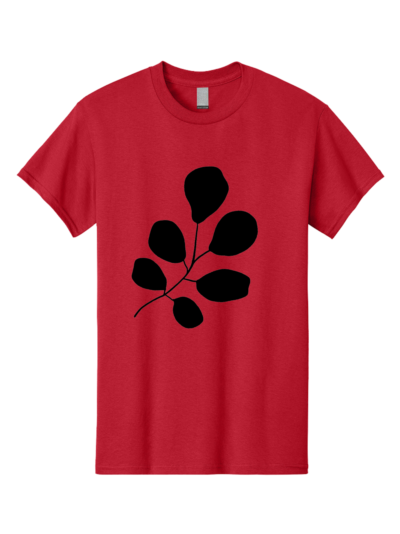 Black-Leaves-2 Men'S Graphic Tee, 100% Cotton, Comfortable Casual Summer Wear, Machine Washable, Simple Leaf Illustration, Minimalist Design, Black Silhouettes, Botanical Graphic, Leafy Branch, Modern Art -  Aaa381