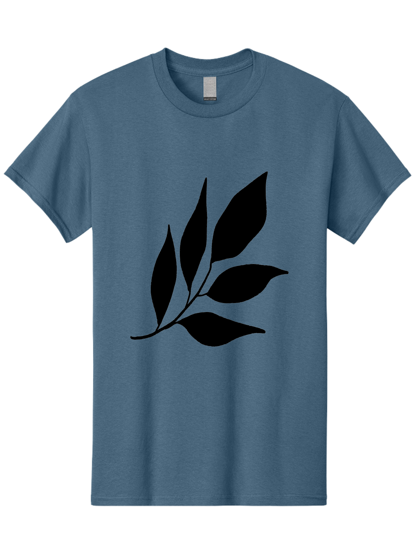 Black-Leaves-3 Men'S Graphic Tee, 100% Cotton, Comfortable Casual Summer Wear, Machine Washable, Black Leaves, Leafy Branch, Natural Elements, Simple Graphics, Minimalist Design, Leaf Silhouette, Botanical Illustration -  Aaa382