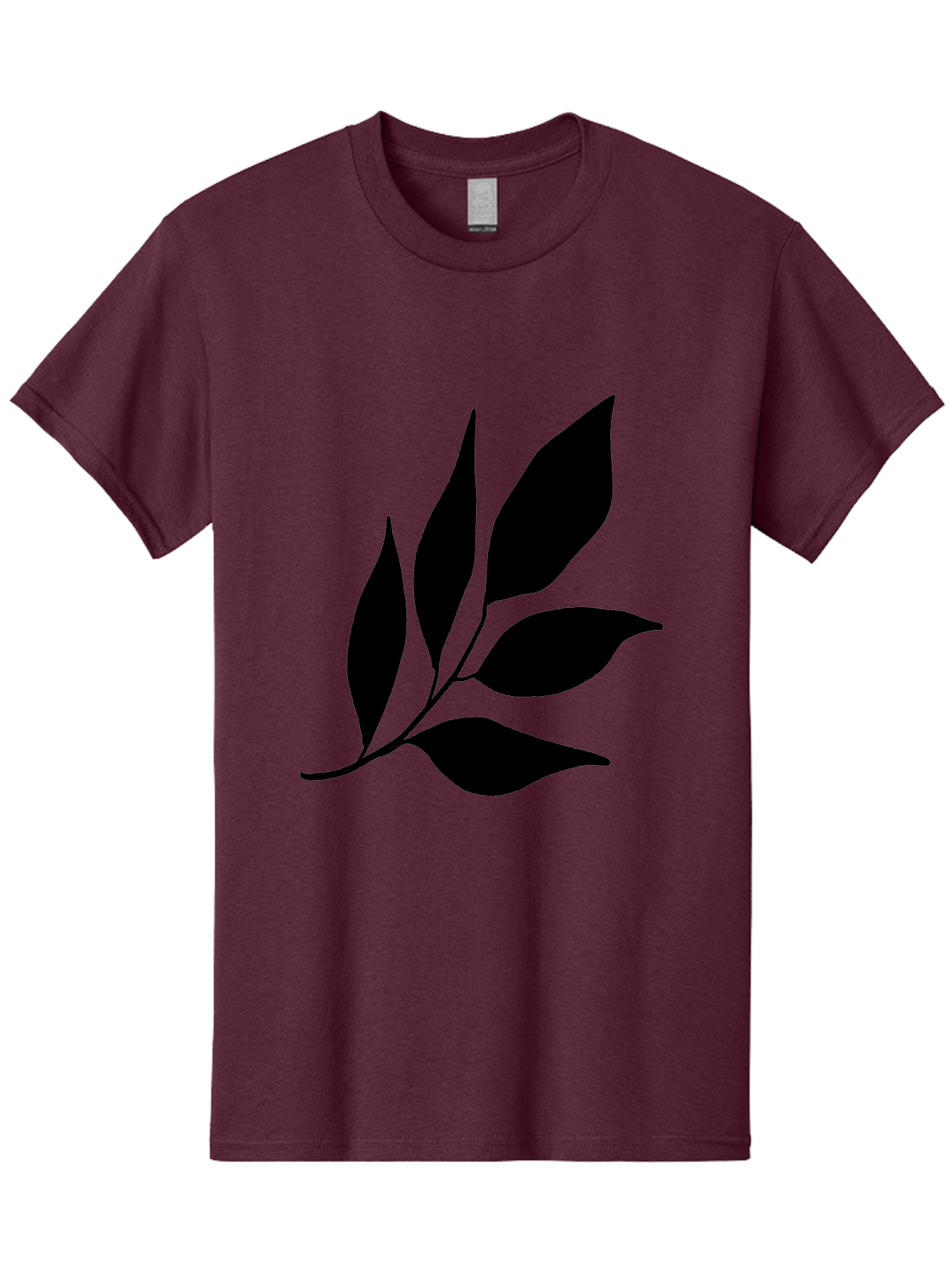 Black-Leaves-3 Men'S Graphic Tee, 100% Cotton, Comfortable Casual Summer Wear, Machine Washable, Black Leaves, Leafy Branch, Natural Elements, Simple Graphics, Minimalist Design, Leaf Silhouette, Botanical Illustration -  Aaa382