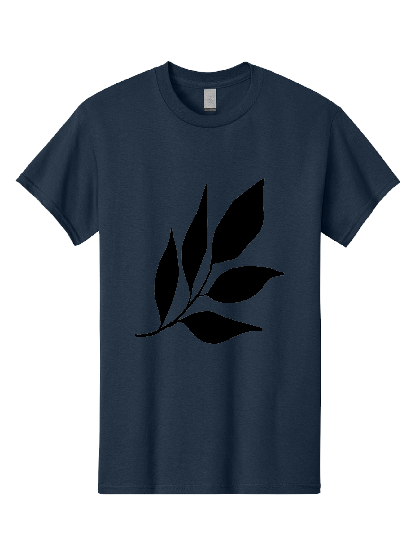 Black-Leaves-3 Men'S Graphic Tee, 100% Cotton, Comfortable Casual Summer Wear, Machine Washable, Black Leaves, Leafy Branch, Natural Elements, Simple Graphics, Minimalist Design, Leaf Silhouette, Botanical Illustration -  Aaa382
