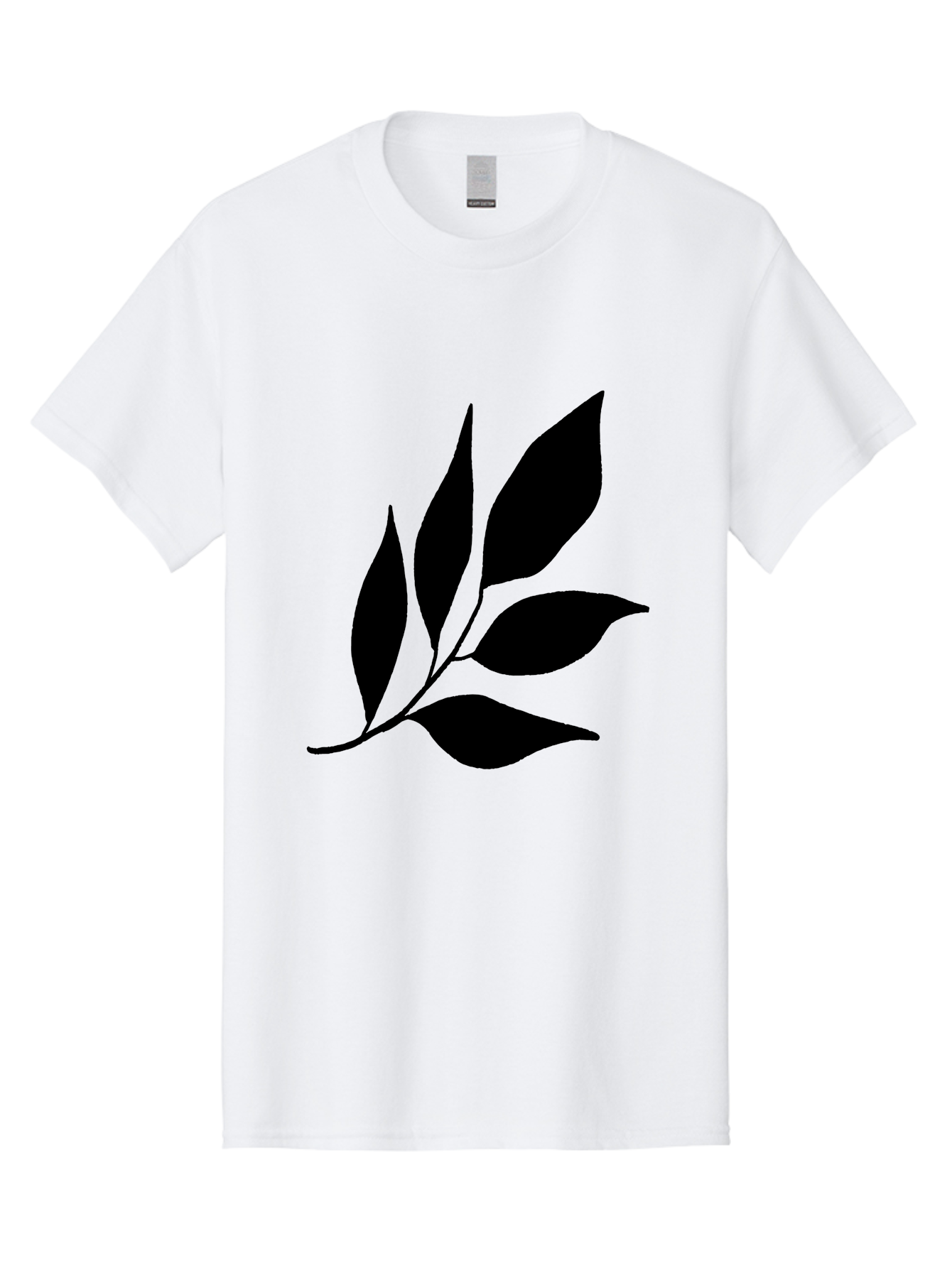Black-Leaves-3 Men'S Graphic Tee, 100% Cotton, Comfortable Casual Summer Wear, Machine Washable, Black Leaves, Leafy Branch, Natural Elements, Simple Graphics, Minimalist Design, Leaf Silhouette, Botanical Illustration -  Aaa382