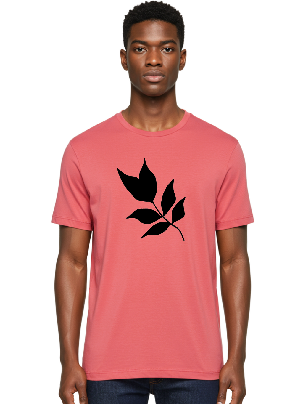 Black-Leaves-4 Men'S Graphic Tee, 100% Cotton, Comfortable Casual Summer Wear, Machine Washable, Black Leaves, Leaf Silhouette, Minimalist Design, Simple Graphics, Plant Illustration, Leaf Shape, Graphic Element -  Aaa383