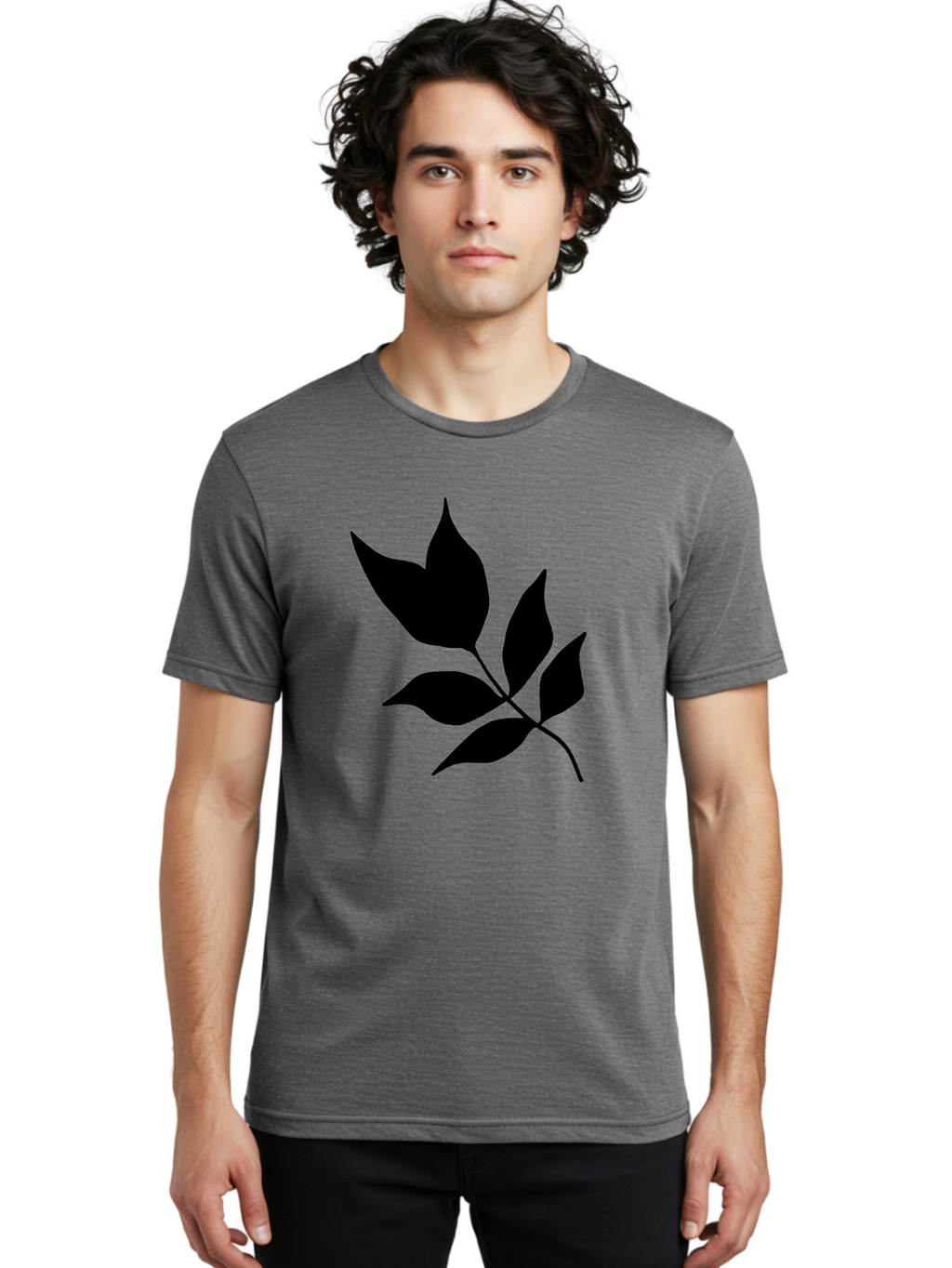 Black-Leaves-4 Men'S Graphic Tee, 100% Cotton, Comfortable Casual Summer Wear, Machine Washable, Black Leaves, Leaf Silhouette, Minimalist Design, Simple Graphics, Plant Illustration, Leaf Shape, Graphic Element -  Aaa383