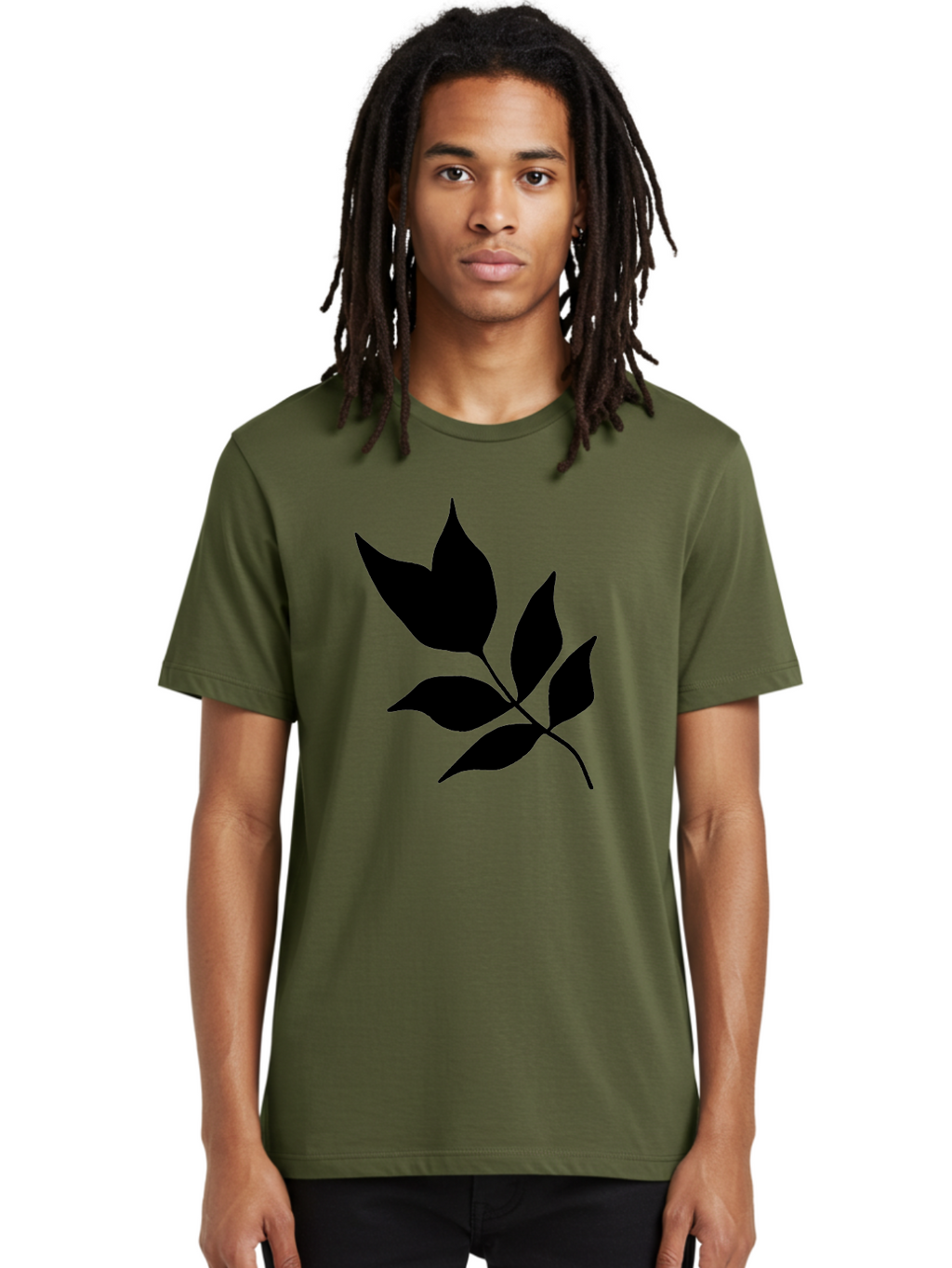 Black-Leaves-4 Men'S Graphic Tee, 100% Cotton, Comfortable Casual Summer Wear, Machine Washable, Black Leaves, Leaf Silhouette, Minimalist Design, Simple Graphics, Plant Illustration, Leaf Shape, Graphic Element -  Aaa383