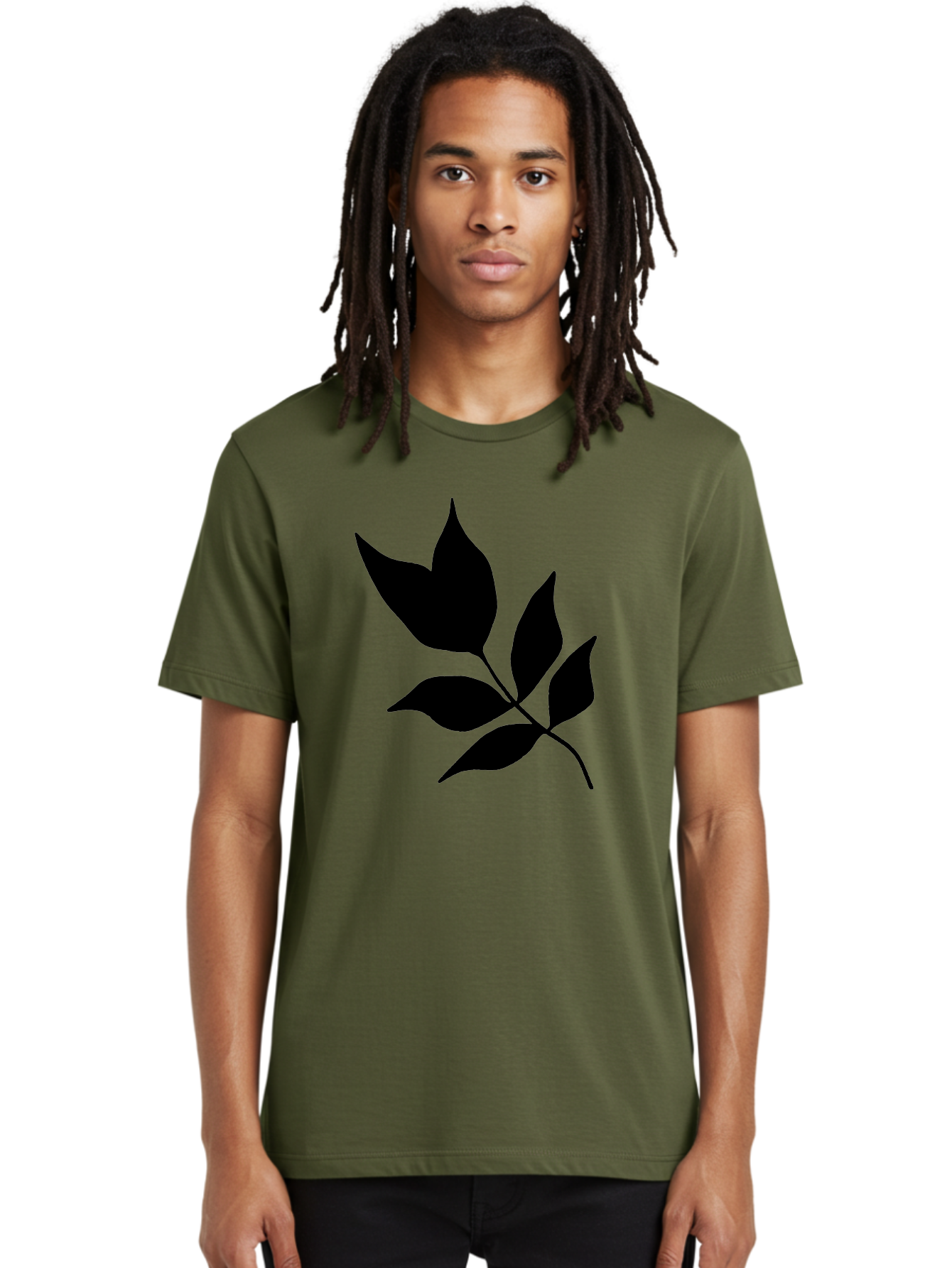 Black-Leaves-4 Men'S Graphic Tee, 100% Cotton, Comfortable Casual Summer Wear, Machine Washable, Black Leaves, Leaf Silhouette, Minimalist Design, Simple Graphics, Plant Illustration, Leaf Shape, Graphic Element -  Aaa383