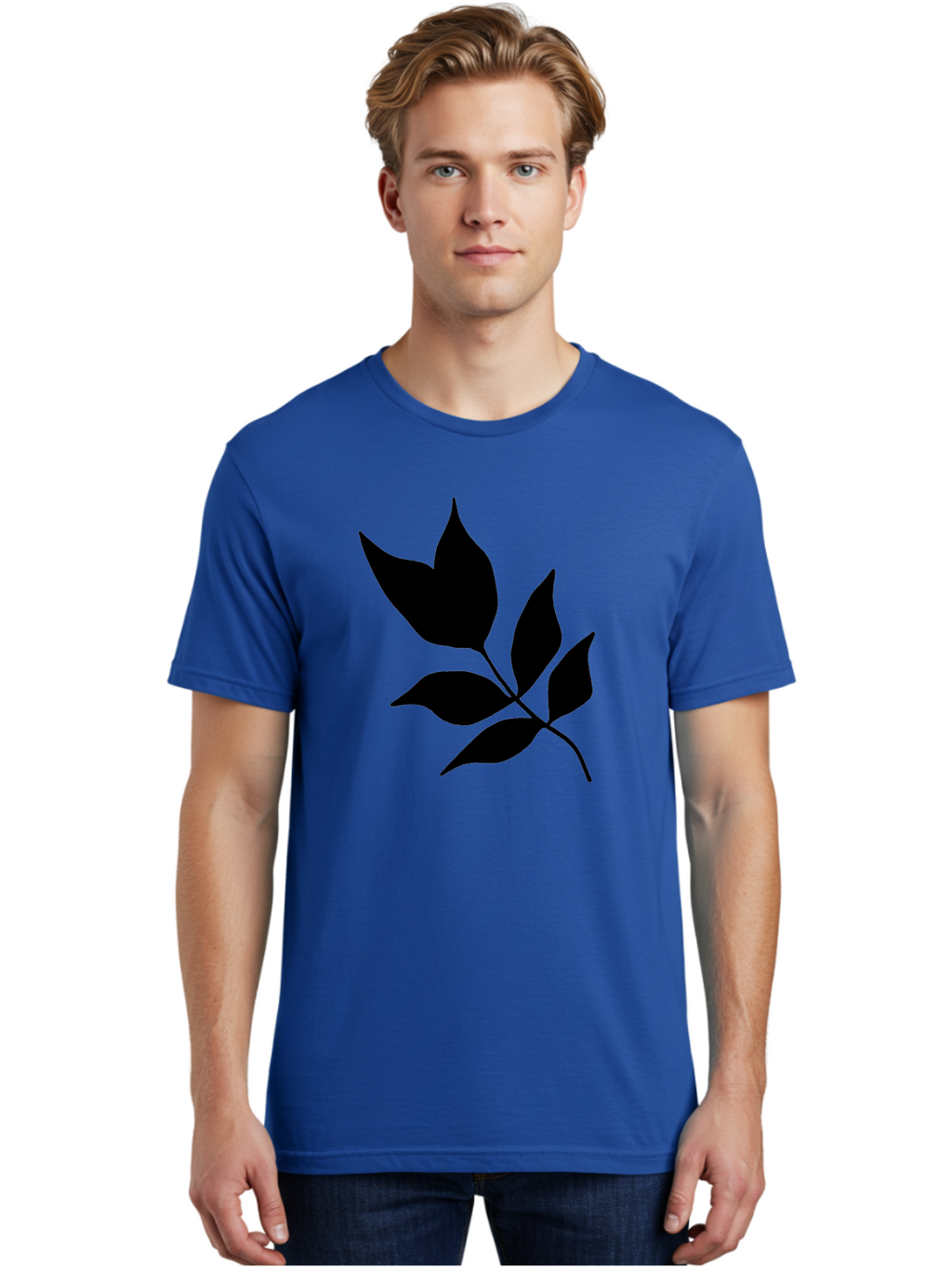Black-Leaves-4 Men'S Graphic Tee, 100% Cotton, Comfortable Casual Summer Wear, Machine Washable, Black Leaves, Leaf Silhouette, Minimalist Design, Simple Graphics, Plant Illustration, Leaf Shape, Graphic Element -  Aaa383