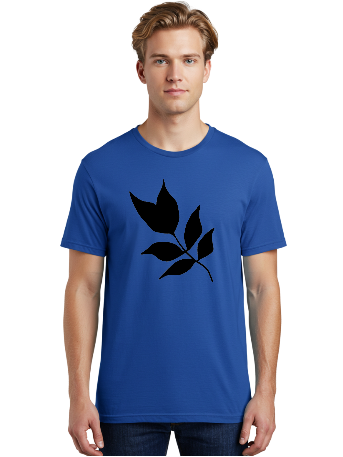 Black-Leaves-4 Men'S Graphic Tee, 100% Cotton, Comfortable Casual Summer Wear, Machine Washable, Black Leaves, Leaf Silhouette, Minimalist Design, Simple Graphics, Plant Illustration, Leaf Shape, Graphic Element -  Aaa383