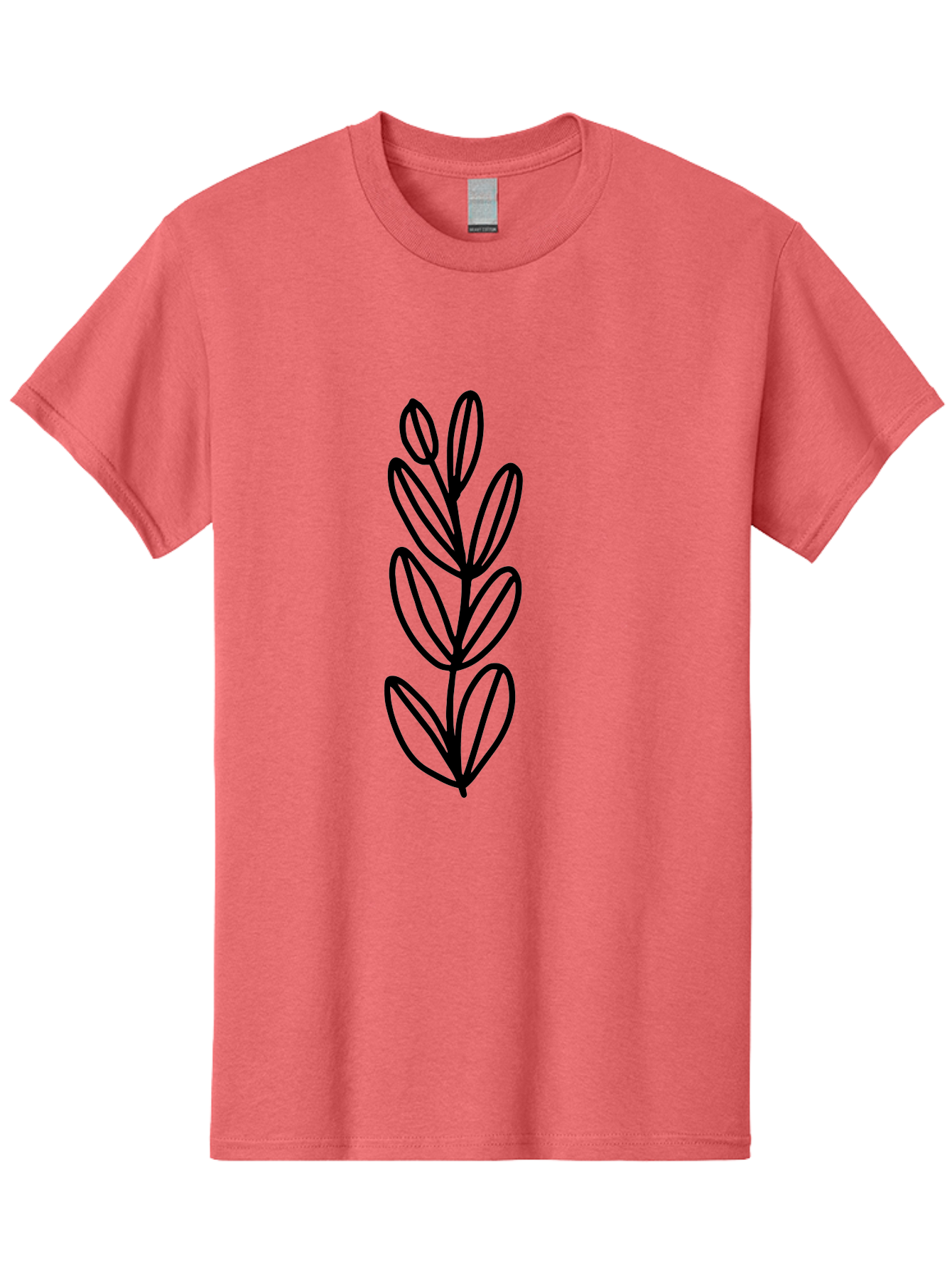 Black-Leaves Men'S Graphic Tee, 100% Cotton, Comfortable Casual Summer Wear, Machine Washable, Simple Plant Illustration, Minimalist Design, Black Outline, Leafy Greens, Botanical Art, Modern Simplicity, Graphic Design Element -  Aaa384