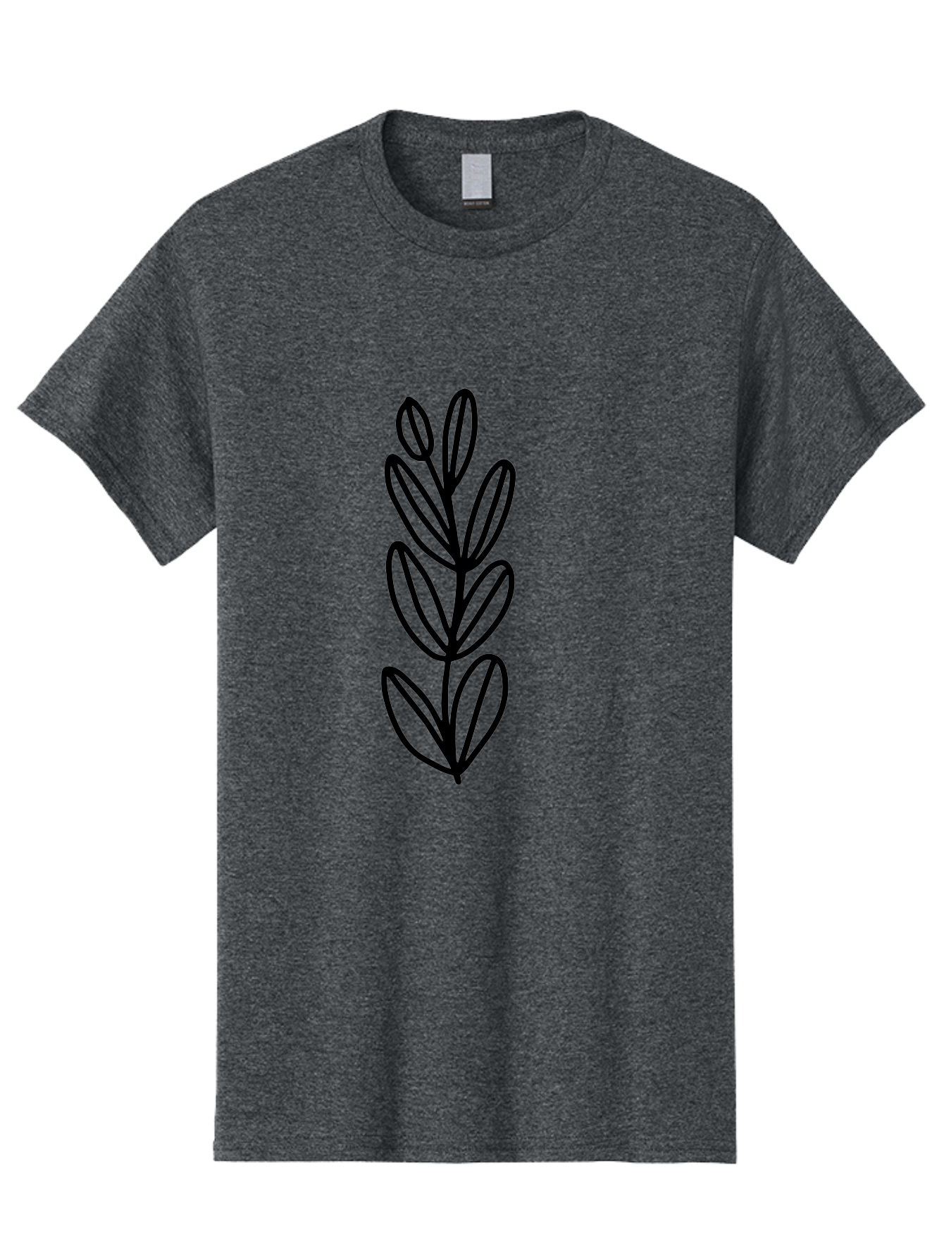 Black-Leaves Men'S Graphic Tee, 100% Cotton, Comfortable Casual Summer Wear, Machine Washable, Simple Plant Illustration, Minimalist Design, Black Outline, Leafy Greens, Botanical Art, Modern Simplicity, Graphic Design Element -  Aaa384