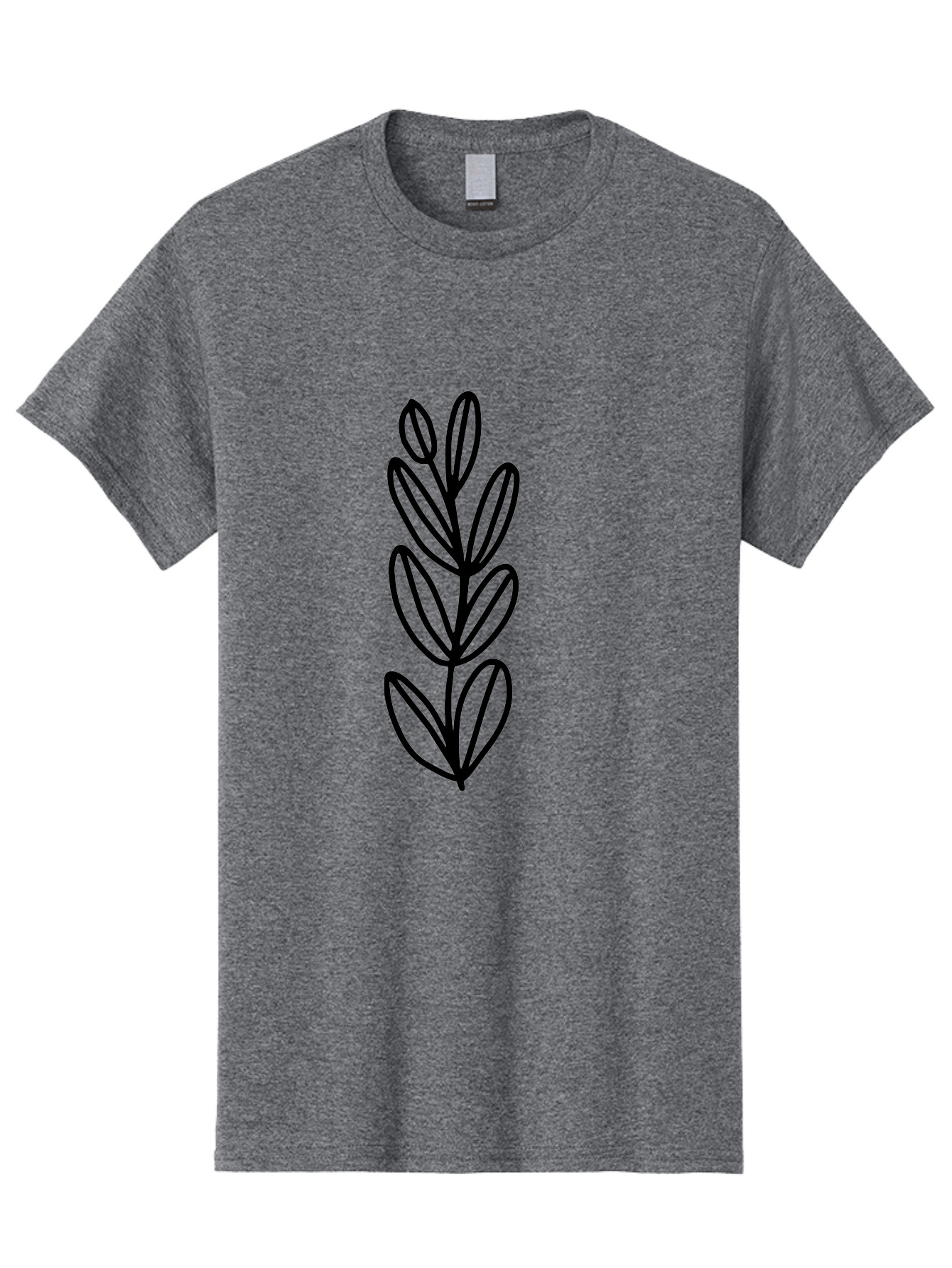 Black-Leaves Men'S Graphic Tee, 100% Cotton, Comfortable Casual Summer Wear, Machine Washable, Simple Plant Illustration, Minimalist Design, Black Outline, Leafy Greens, Botanical Art, Modern Simplicity, Graphic Design Element -  Aaa384