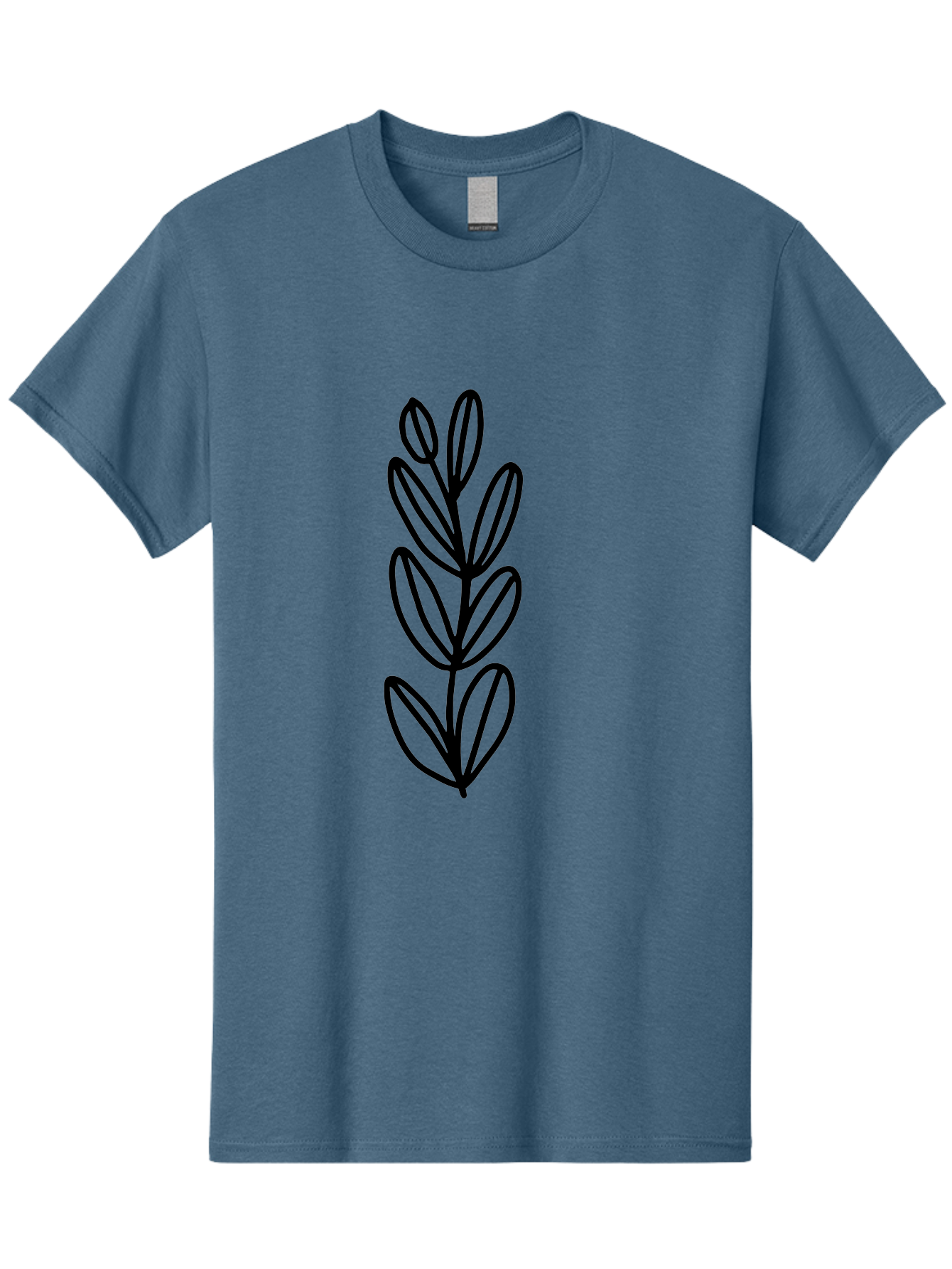 Black-Leaves Men'S Graphic Tee, 100% Cotton, Comfortable Casual Summer Wear, Machine Washable, Simple Plant Illustration, Minimalist Design, Black Outline, Leafy Greens, Botanical Art, Modern Simplicity, Graphic Design Element -  Aaa384