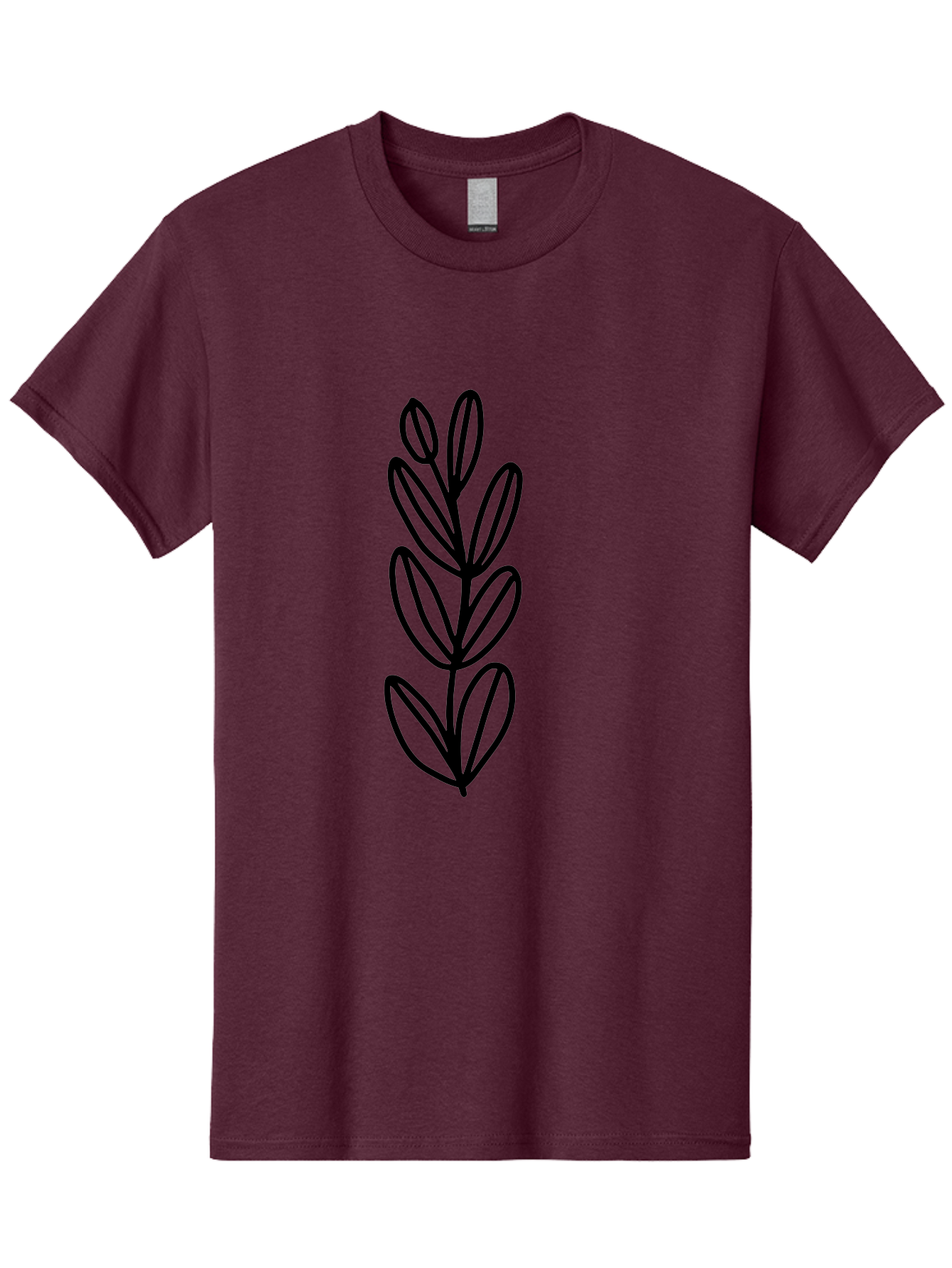 Black-Leaves Men'S Graphic Tee, 100% Cotton, Comfortable Casual Summer Wear, Machine Washable, Simple Plant Illustration, Minimalist Design, Black Outline, Leafy Greens, Botanical Art, Modern Simplicity, Graphic Design Element -  Aaa384
