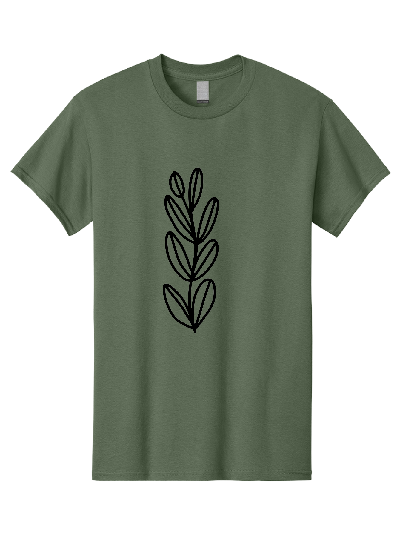Black-Leaves Men'S Graphic Tee, 100% Cotton, Comfortable Casual Summer Wear, Machine Washable, Simple Plant Illustration, Minimalist Design, Black Outline, Leafy Greens, Botanical Art, Modern Simplicity, Graphic Design Element -  Aaa384