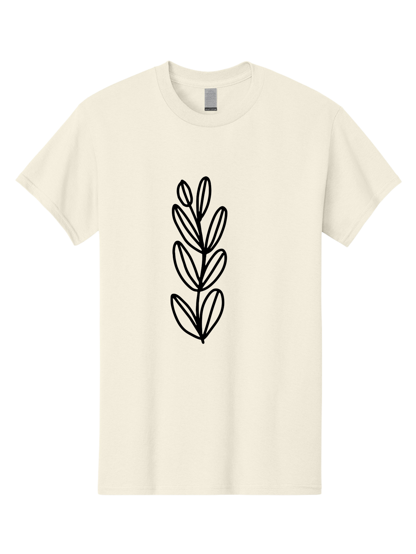 Black-Leaves Men'S Graphic Tee, 100% Cotton, Comfortable Casual Summer Wear, Machine Washable, Simple Plant Illustration, Minimalist Design, Black Outline, Leafy Greens, Botanical Art, Modern Simplicity, Graphic Design Element -  Aaa384