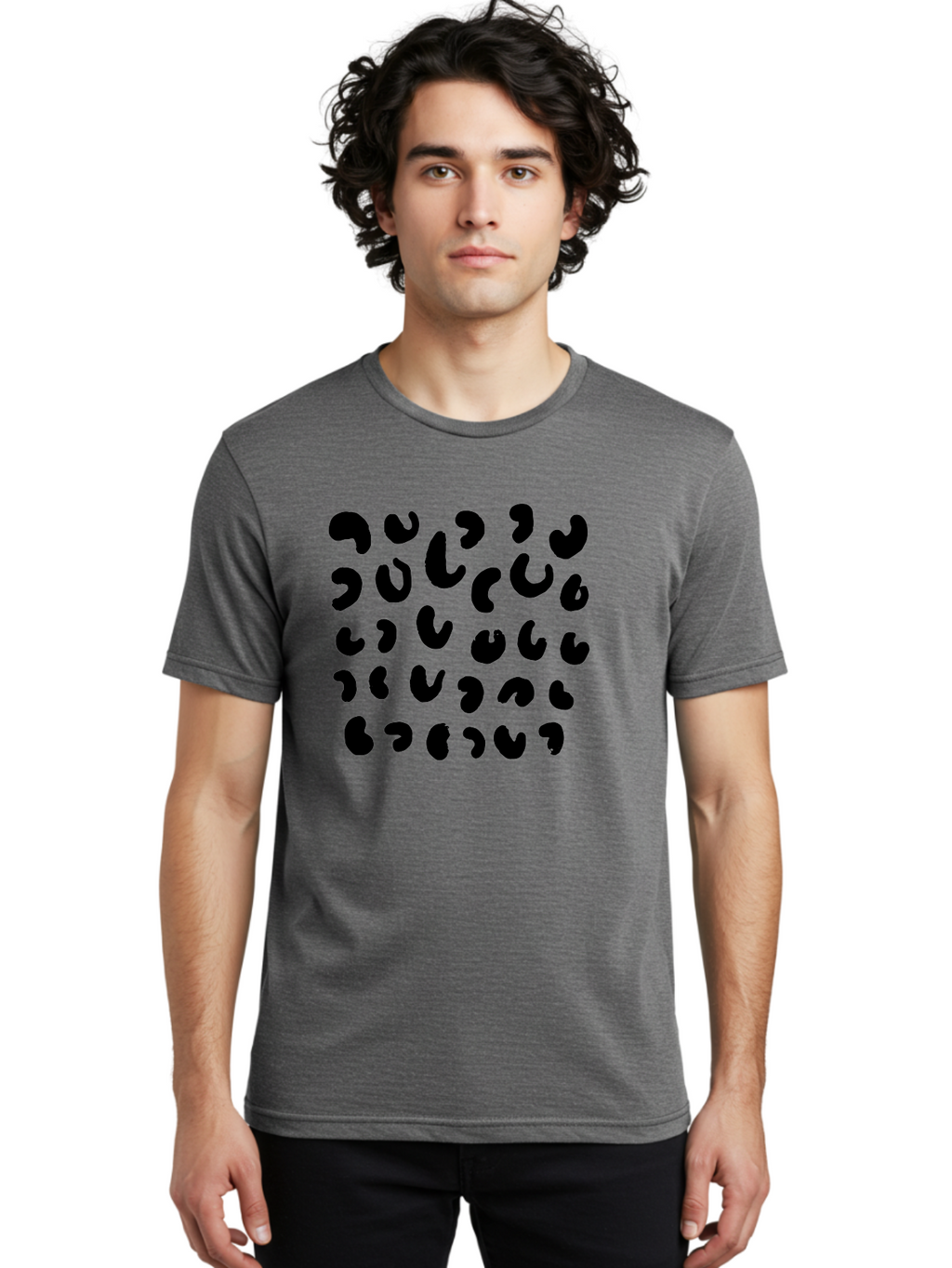 Black-Leopard-Spots Men'S Graphic Tee, 100% Cotton, Comfortable Casual Summer Wear, Machine Washable, Black Qr Code, Abstract Design, Modern Pattern, Digital Scan, Futuristic Artwork, Tech Graphic, Unique Code -  Aaa385