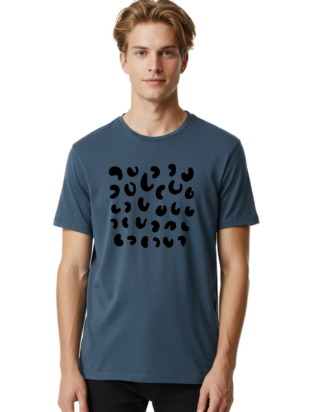 Black-Leopard-Spots Men'S Graphic Tee, 100% Cotton, Comfortable Casual Summer Wear, Machine Washable, Black Qr Code, Abstract Design, Modern Pattern, Digital Scan, Futuristic Artwork, Tech Graphic, Unique Code -  Aaa385