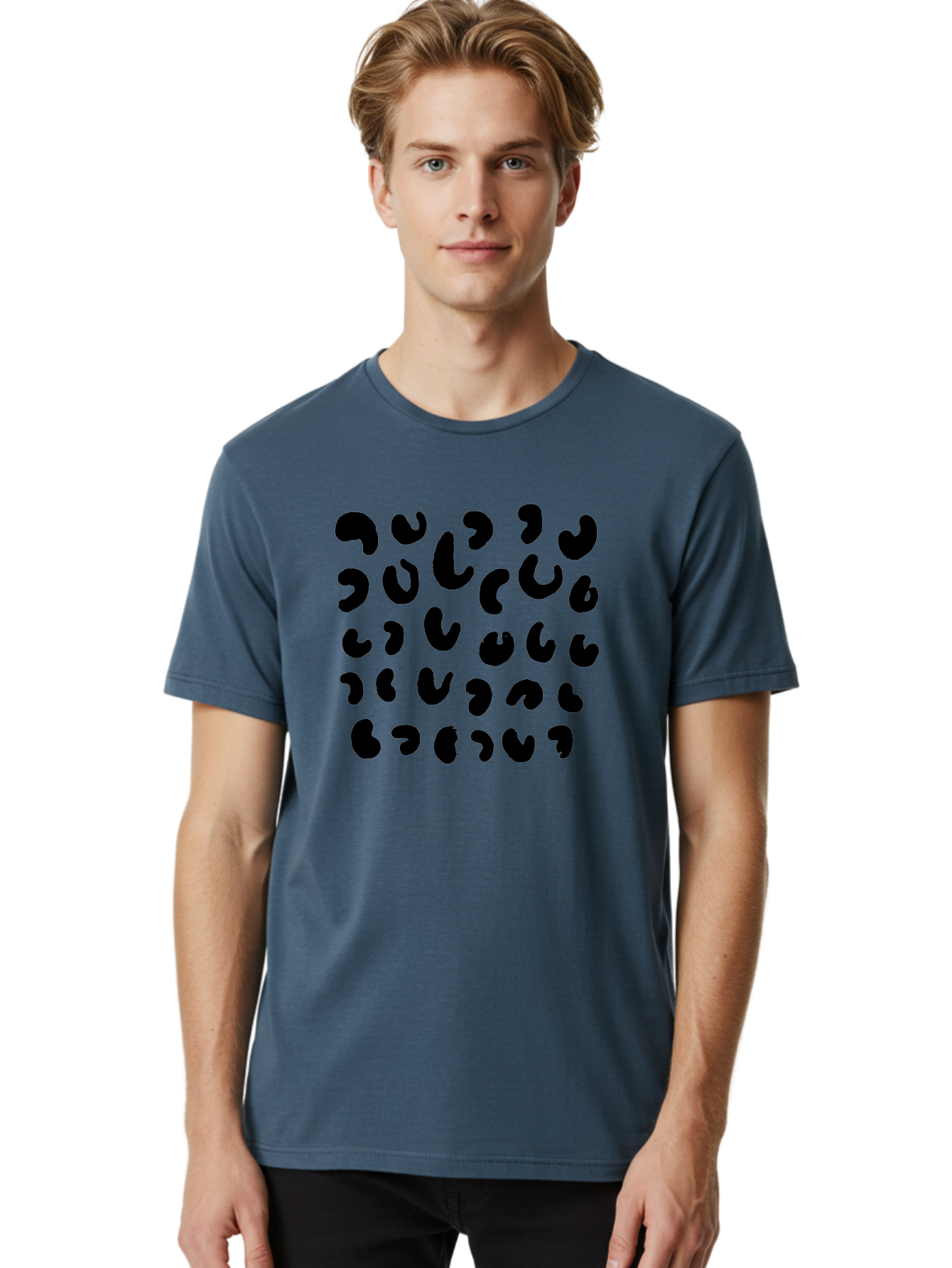 Black-Leopard-Spots Men'S Graphic Tee, 100% Cotton, Comfortable Casual Summer Wear, Machine Washable, Black Qr Code, Abstract Design, Modern Pattern, Digital Scan, Futuristic Artwork, Tech Graphic, Unique Code -  Aaa385