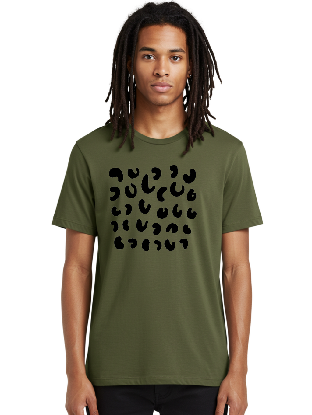 Black-Leopard-Spots Men'S Graphic Tee, 100% Cotton, Comfortable Casual Summer Wear, Machine Washable, Black Qr Code, Abstract Design, Modern Pattern, Digital Scan, Futuristic Artwork, Tech Graphic, Unique Code -  Aaa385