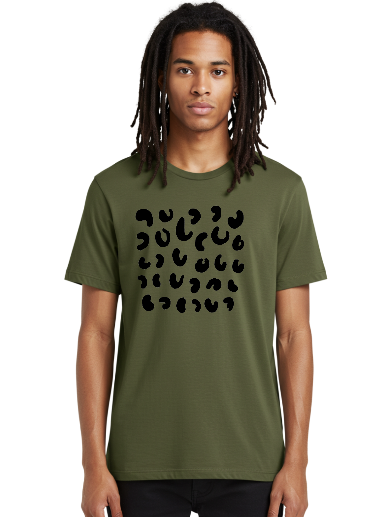 Black-Leopard-Spots Men'S Graphic Tee, 100% Cotton, Comfortable Casual Summer Wear, Machine Washable, Black Qr Code, Abstract Design, Modern Pattern, Digital Scan, Futuristic Artwork, Tech Graphic, Unique Code -  Aaa385