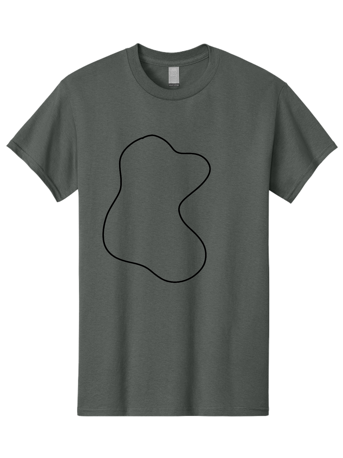 Black-Outline-Shape Men'S Graphic Tee, 100% Cotton, Comfortable Casual Summer Wear, Machine Washable, Abstract Shape, Black Outline, Modern Design, Minimalist Art, Simple Graphics, Contemporary Style, Fluid Form -  Aaa387